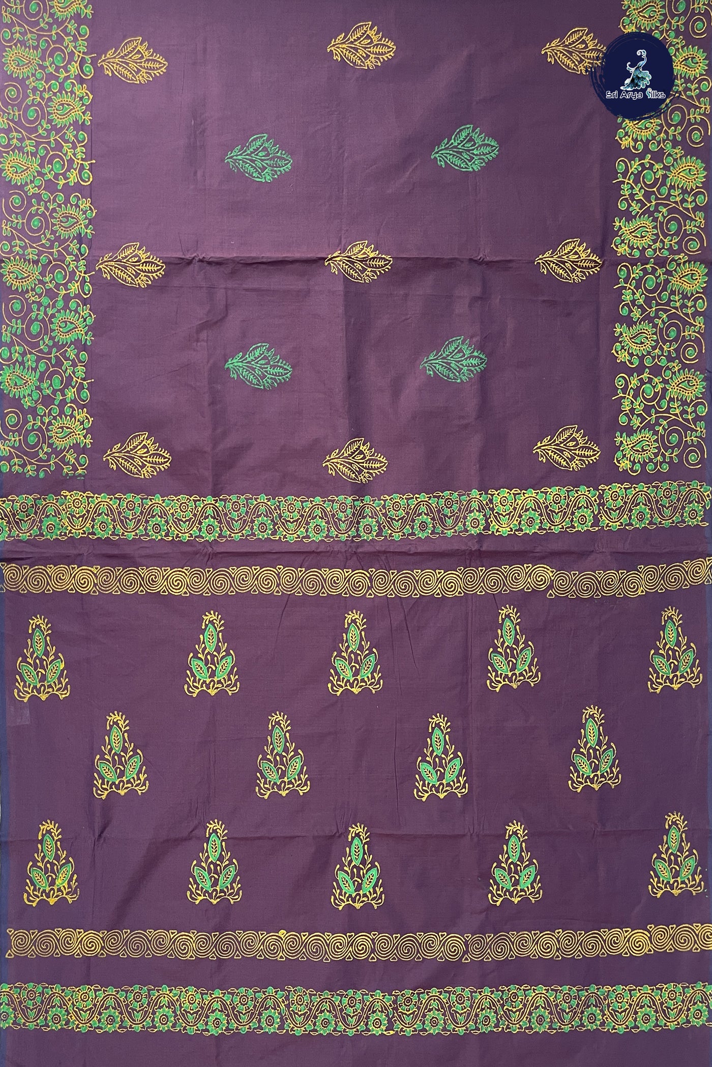 Dual Tone Brown Madisar Semi Silk Cotton Saree With Printed Pattern