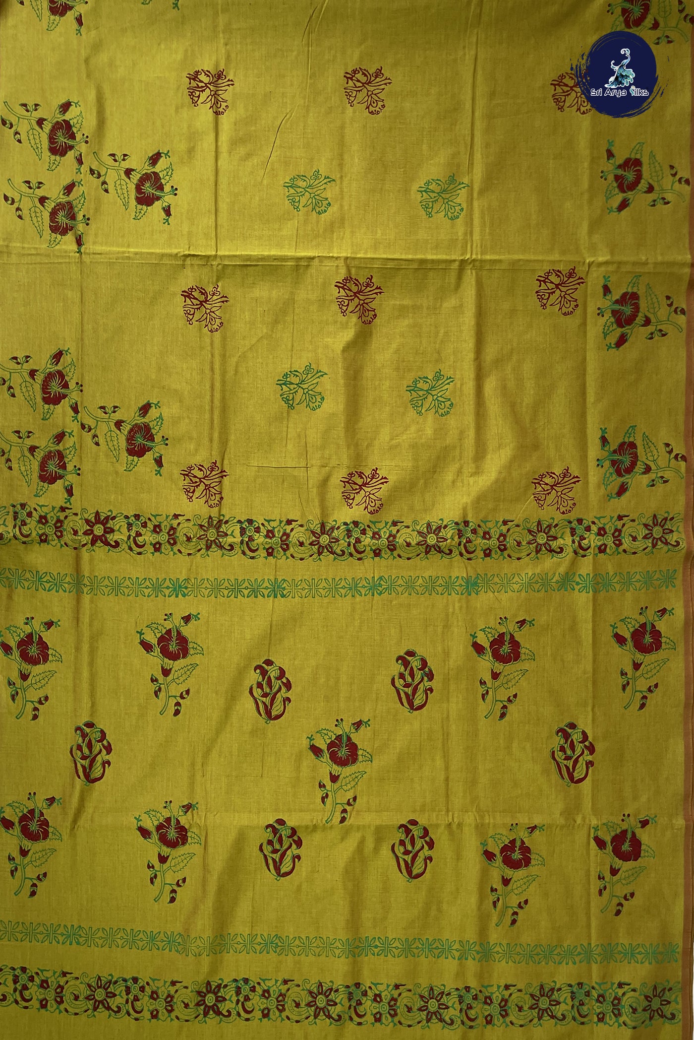 Dual Tone Mehendi Green Madisar Semi Silk Cotton Saree With Printed Pattern