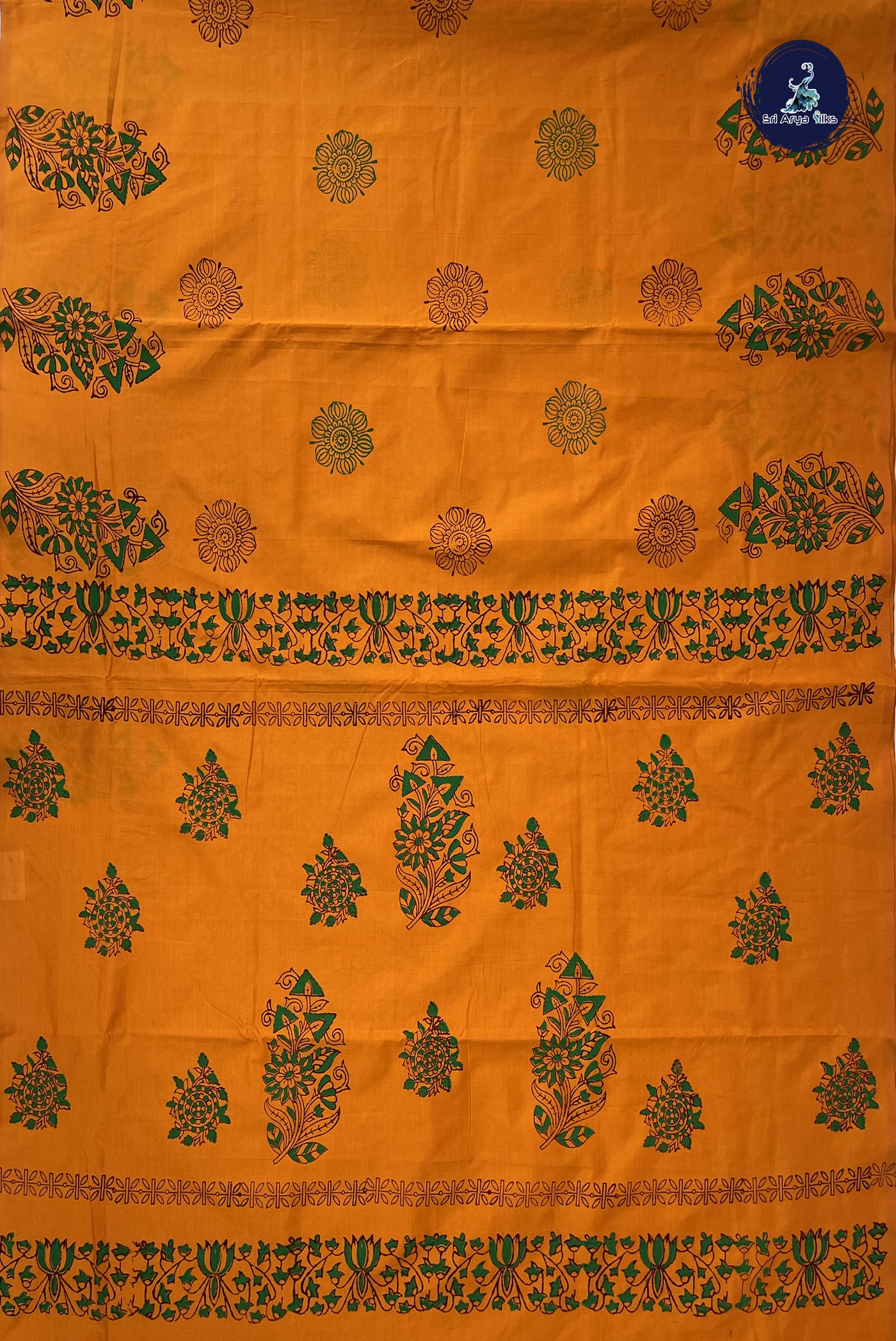 Yellow Madisar Semi Silk Cotton Saree With Printed Pattern