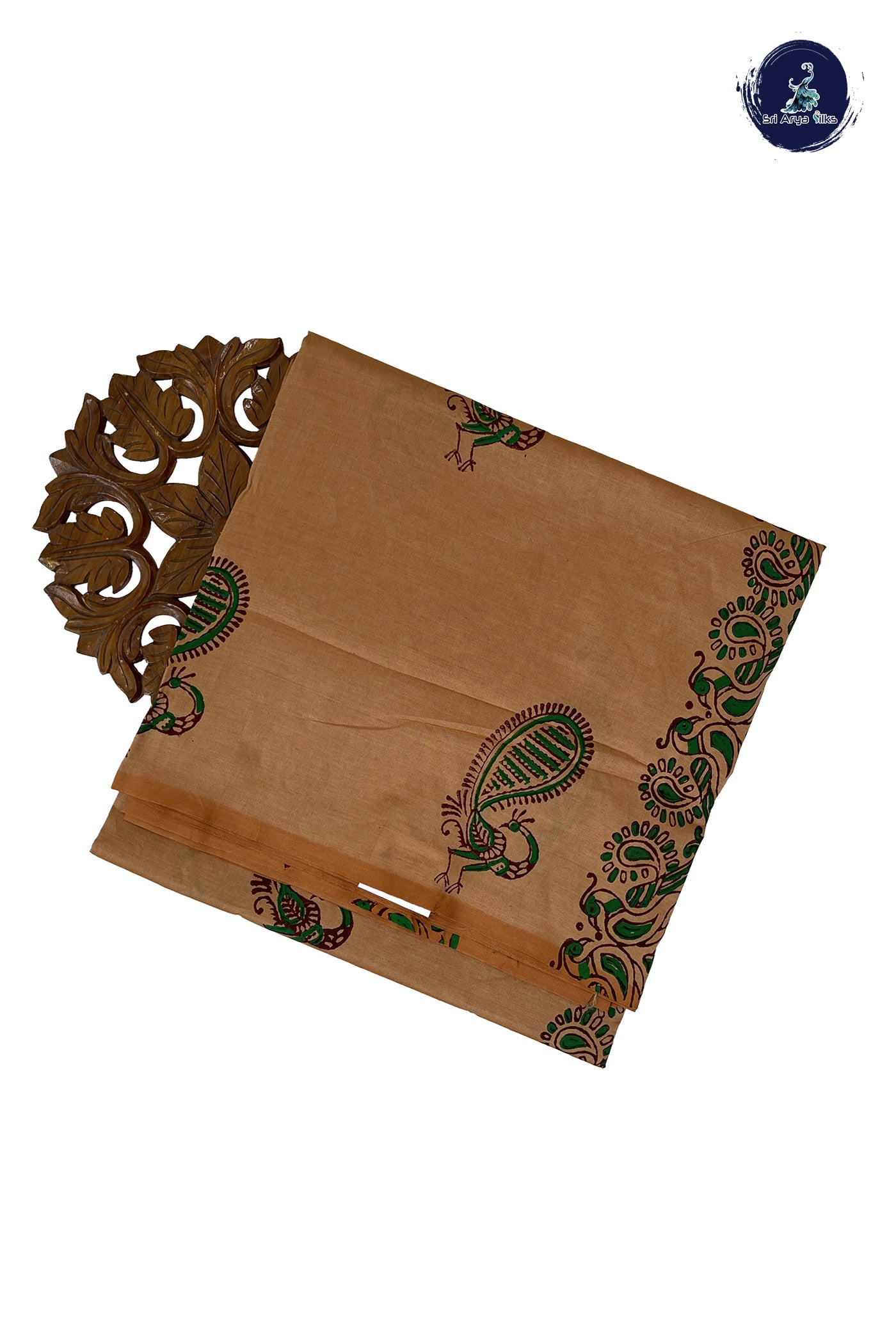 Cream Madisar Semi Silk Cotton Saree With Printed Pattern