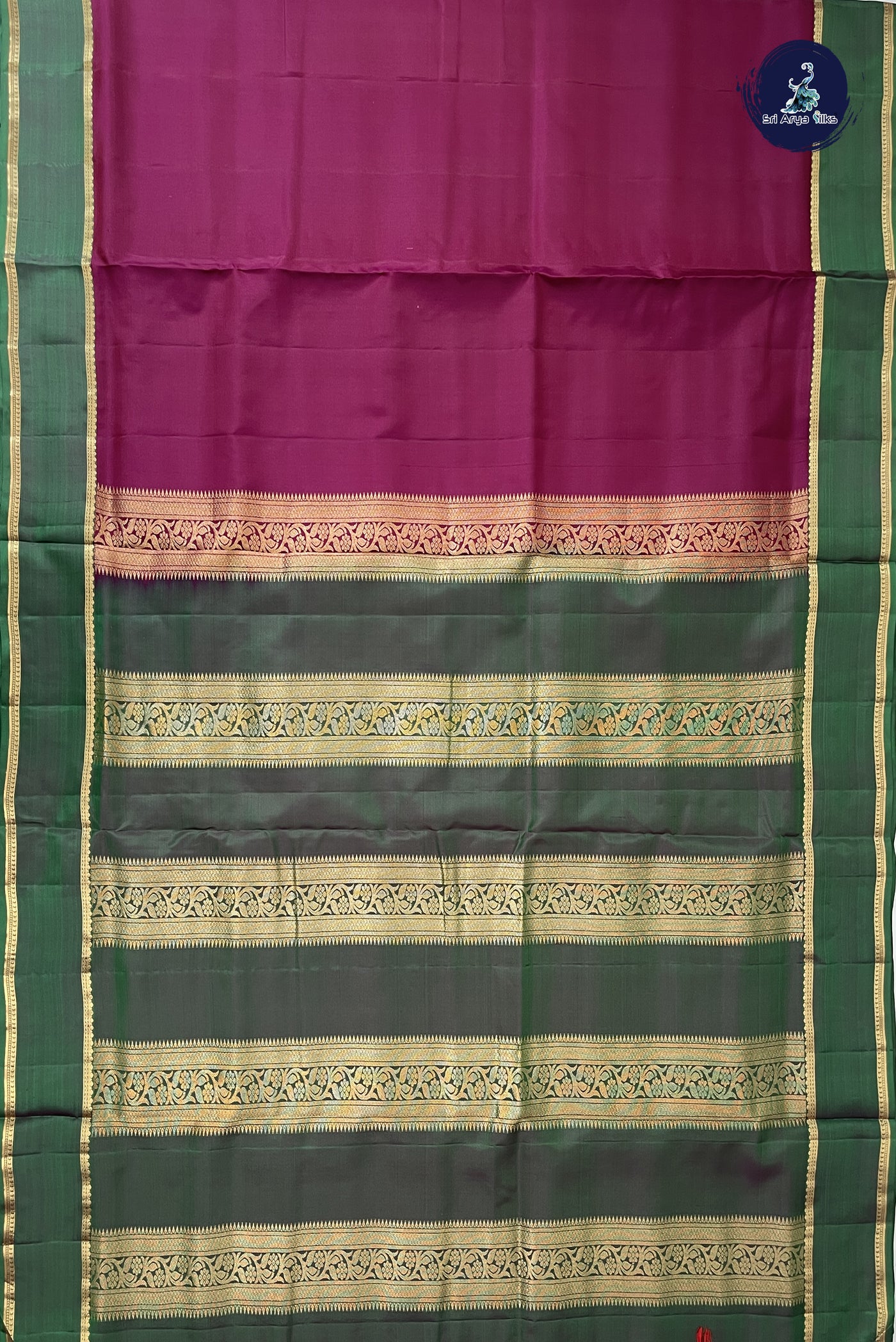 Pinkish Maroon Madisar 10 Yards Silk Saree With Plain Pattern