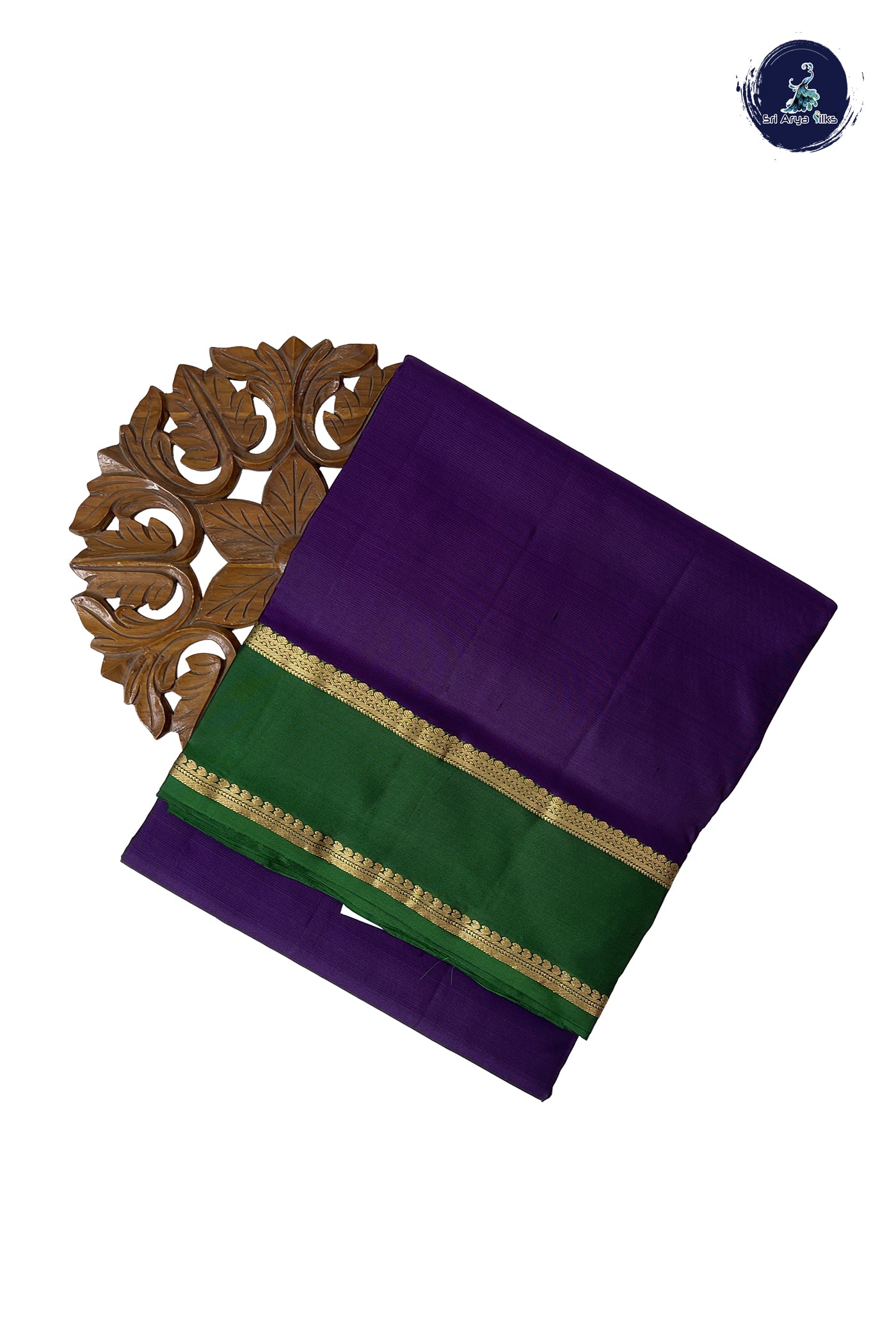Dark Violet Madisar 10 Yards Silk Saree With Plain Pattern