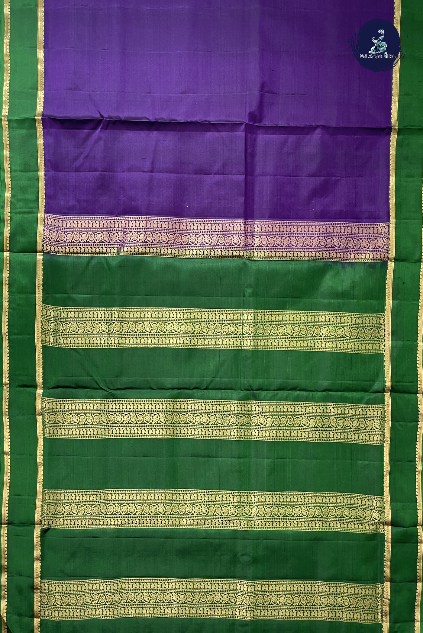 Dark Violet Madisar 10 Yards Silk Saree With Plain Pattern