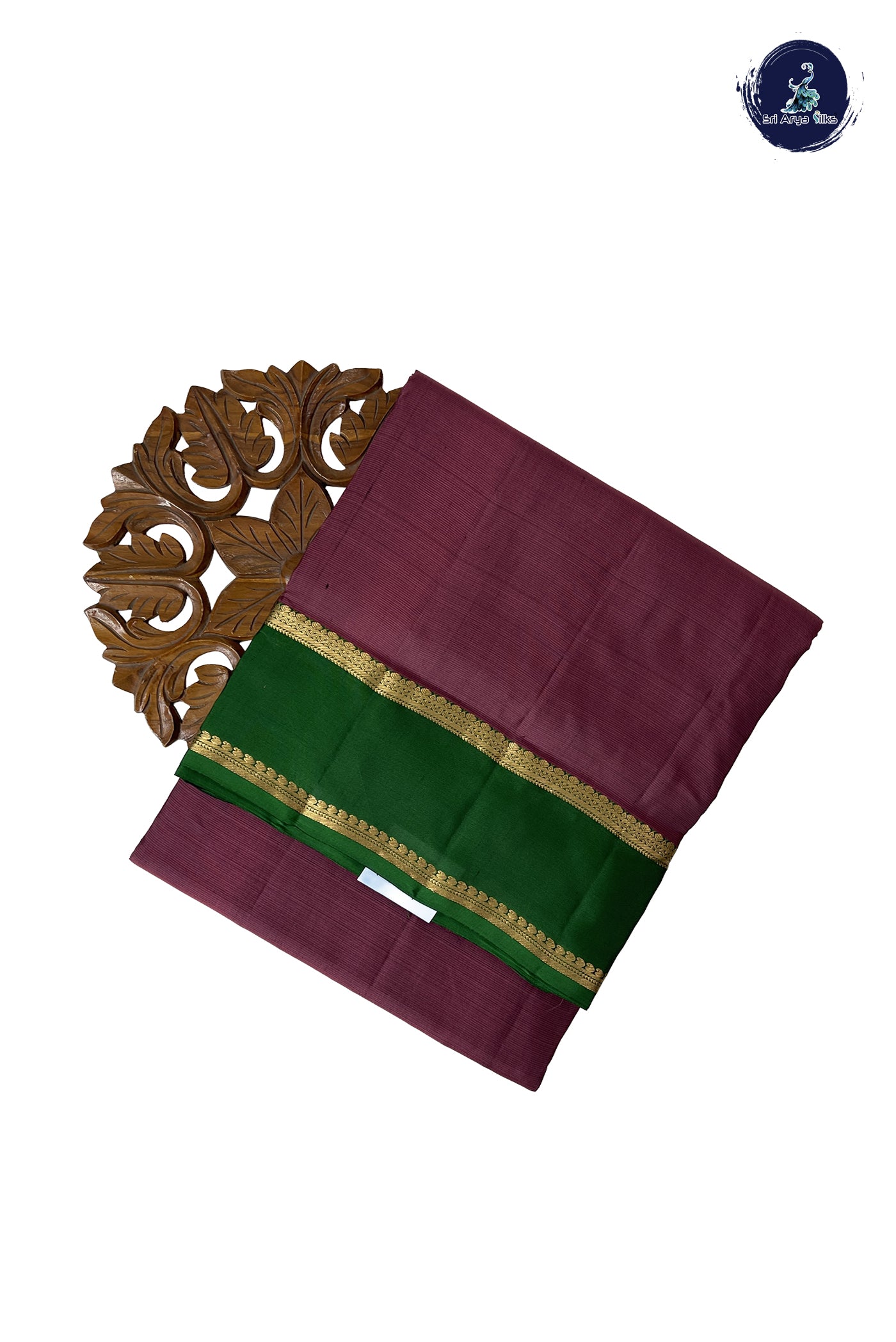 Mauve Madisar 10 Yards Silk Saree With Plain Pattern