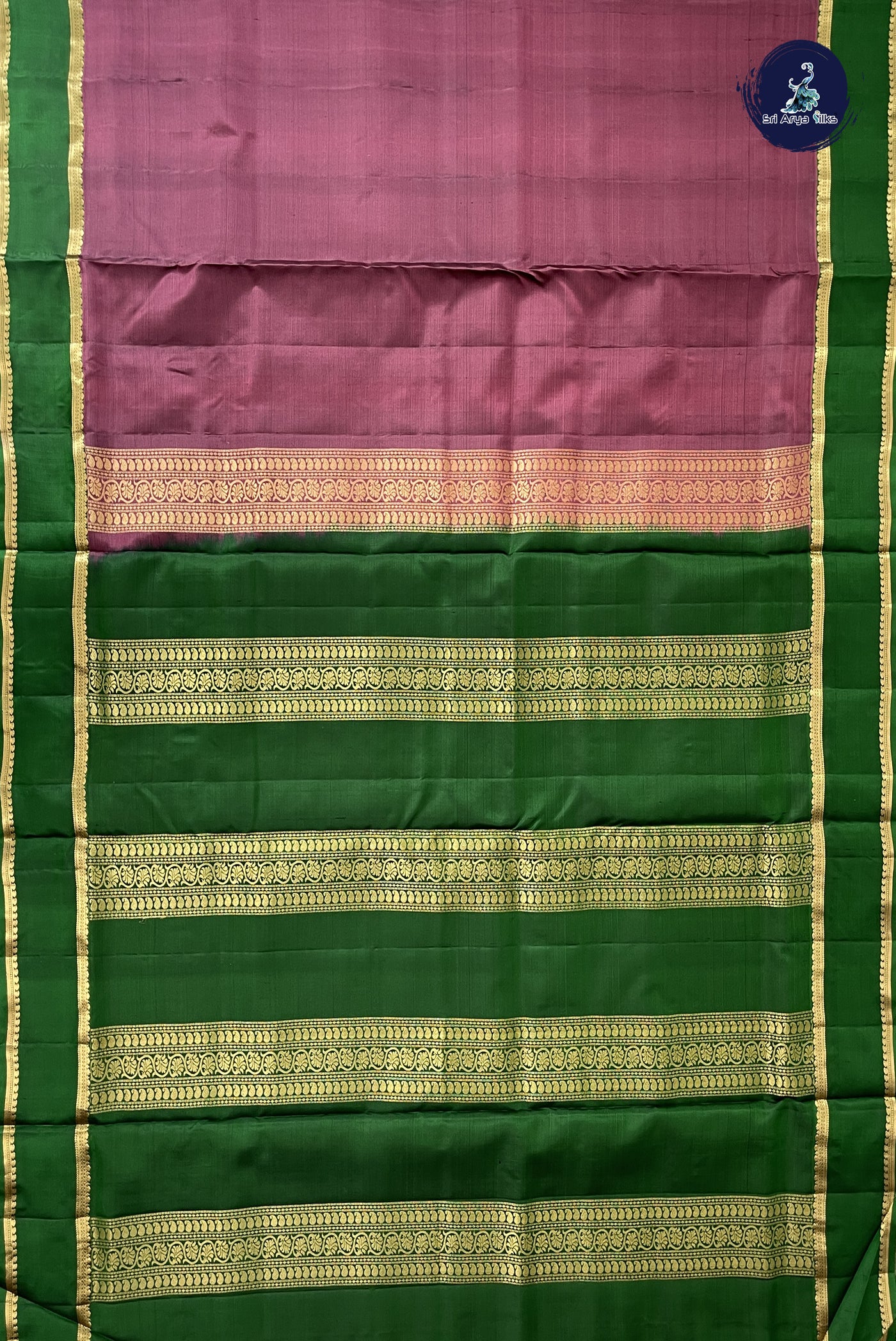Mauve Madisar 10 Yards Silk Saree With Plain Pattern