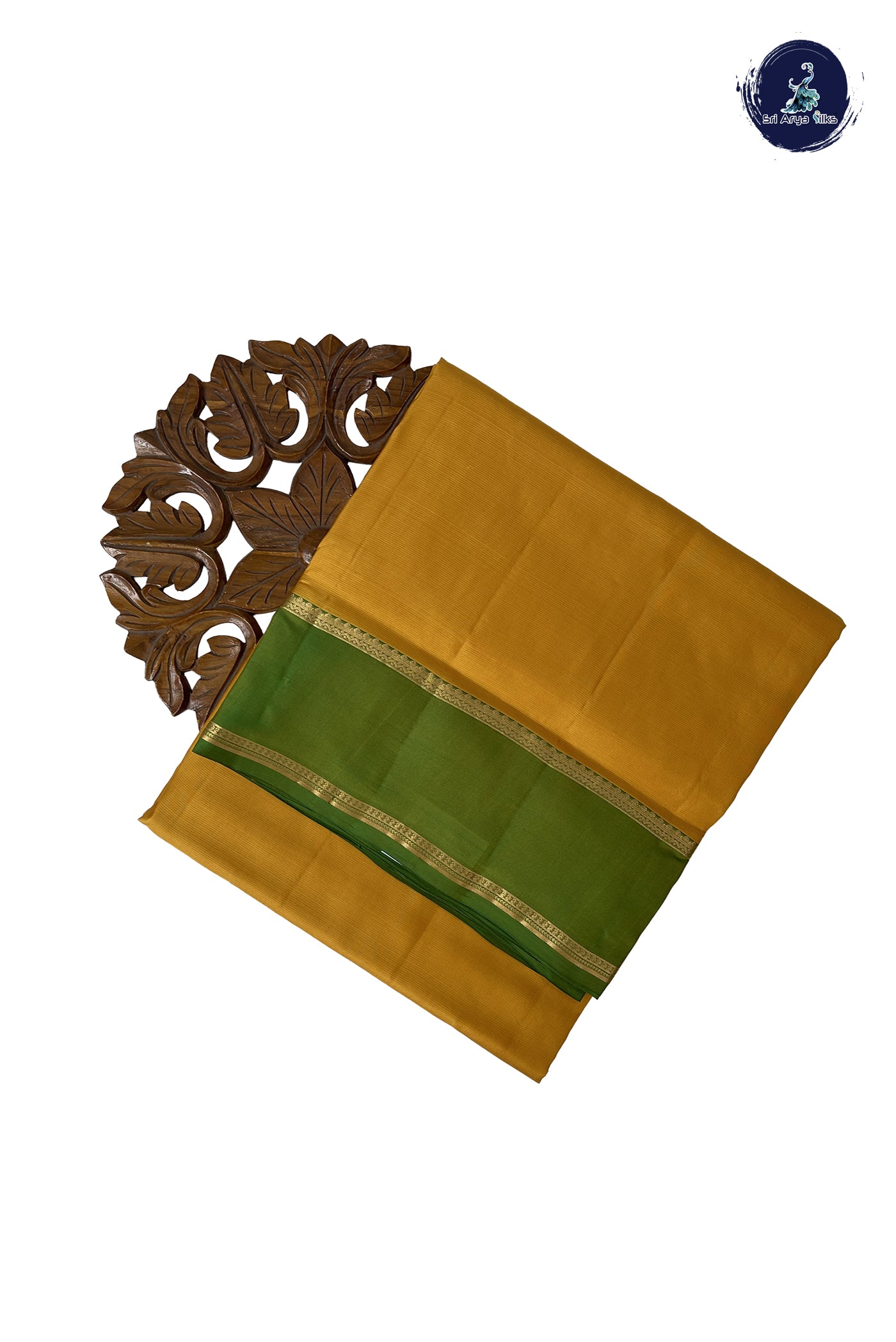 Yellow Madisar 10 Yards Silk Saree With Plain Pattern