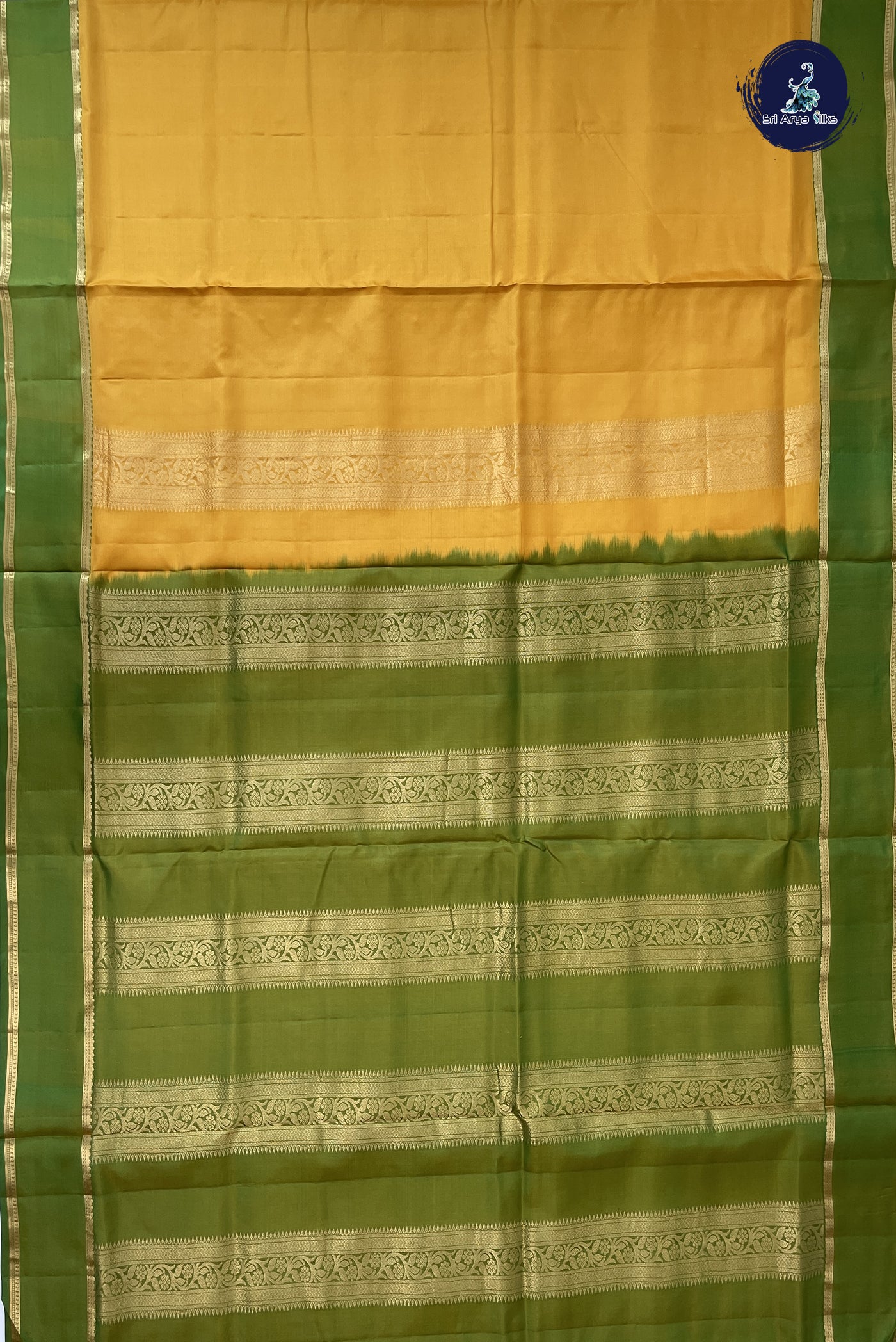 Yellow Madisar 10 Yards Silk Saree With Plain Pattern