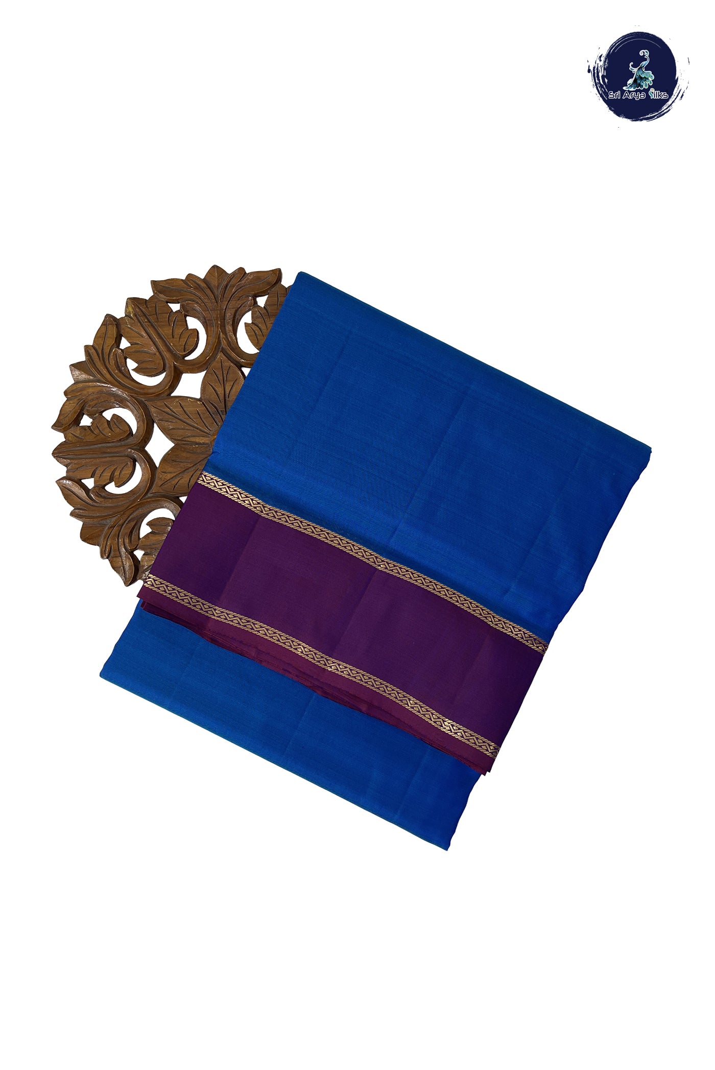 Blue Madisar 10 Yards Silk Saree With Plain Pattern