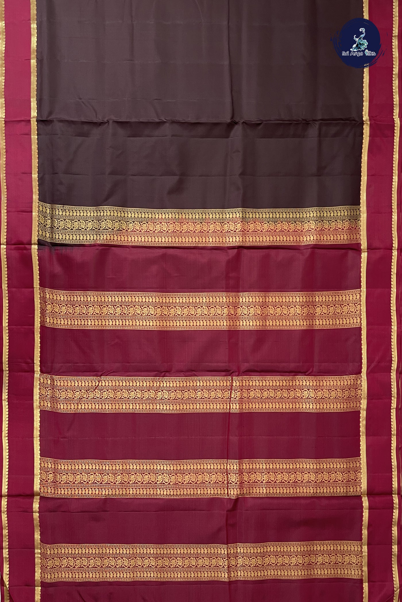 Coffee Brown Madisar 10 Yards Silk Saree With Plain Pattern