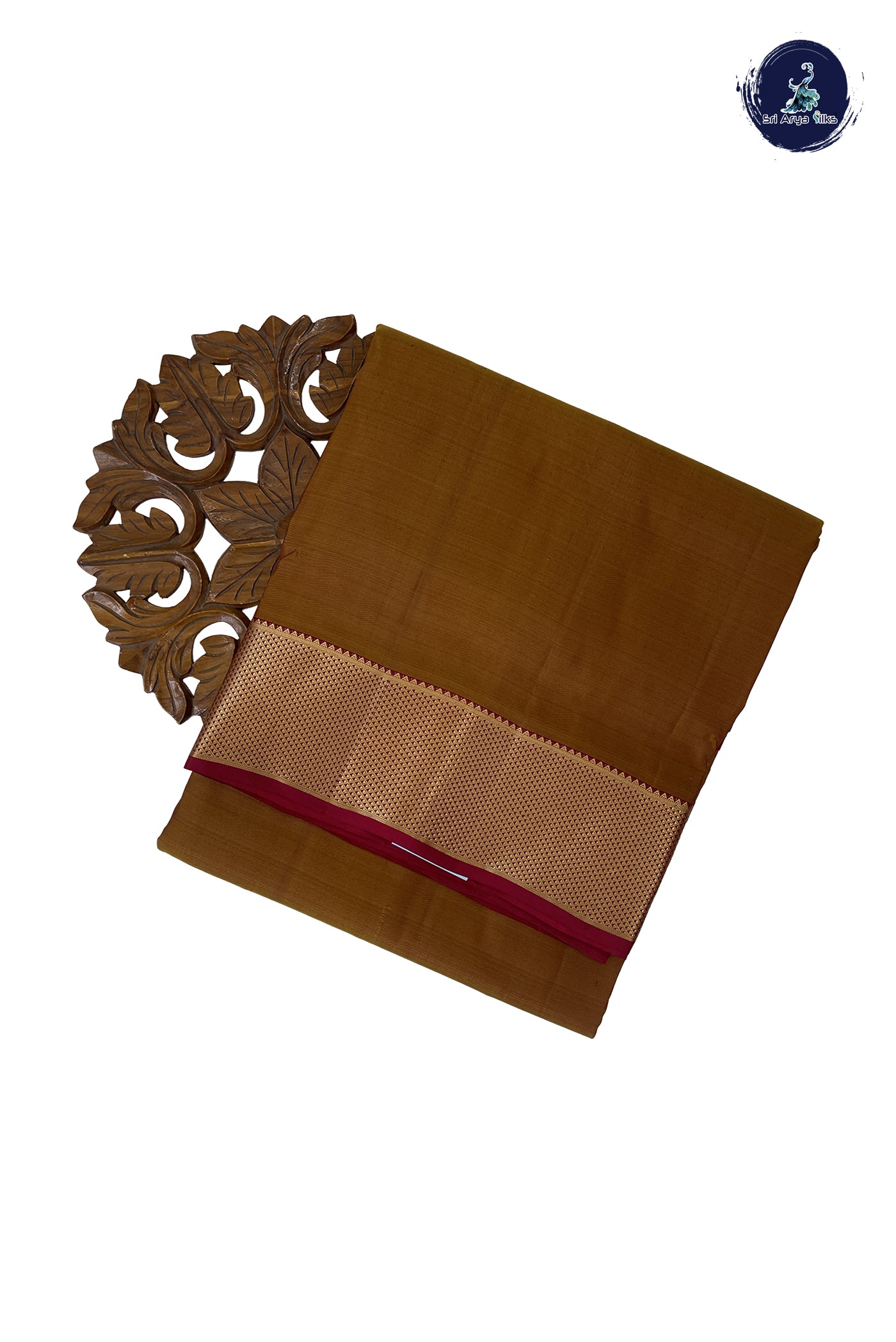 Golden Mustard Madisar 10 Yards Silk Saree With Plain Pattern