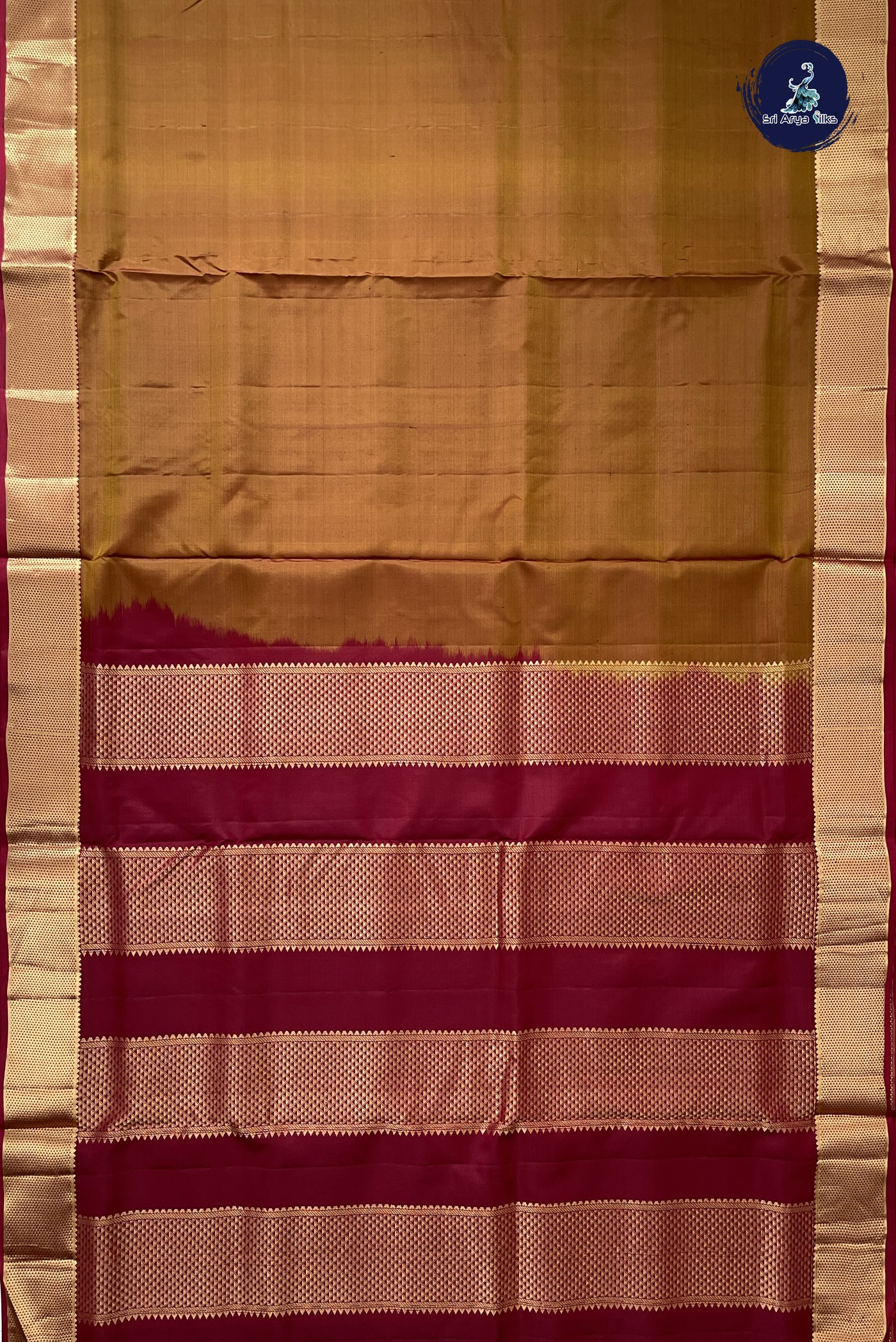 Golden Mustard Madisar 10 Yards Silk Saree With Plain Pattern