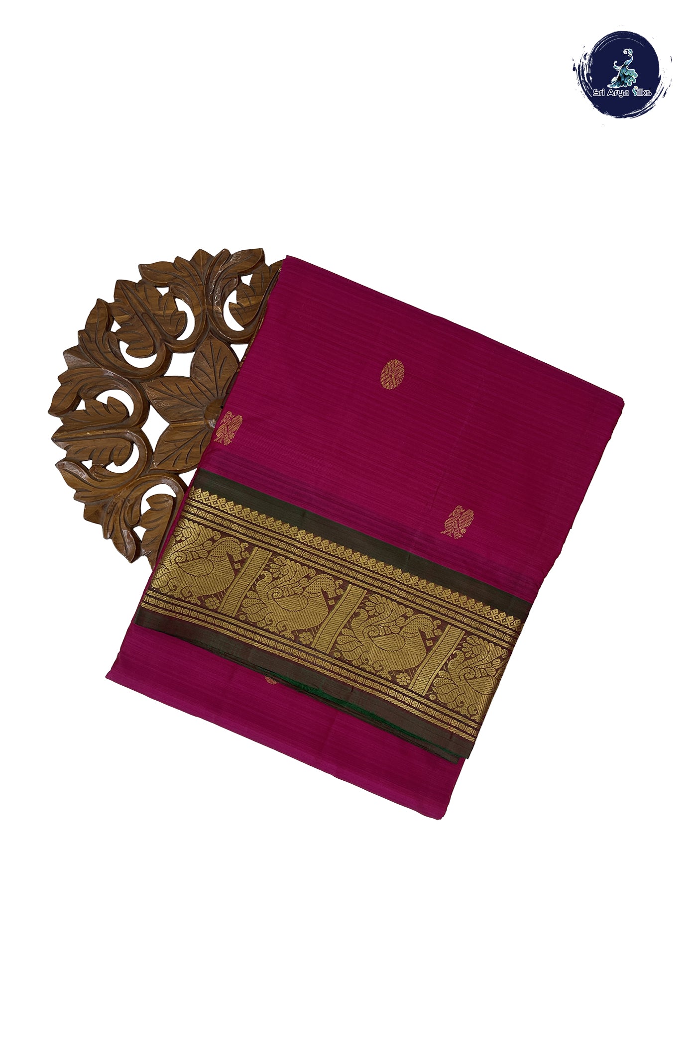 Magenta Madisar 10 Yards Silk Saree With Zari Buttas Pattern