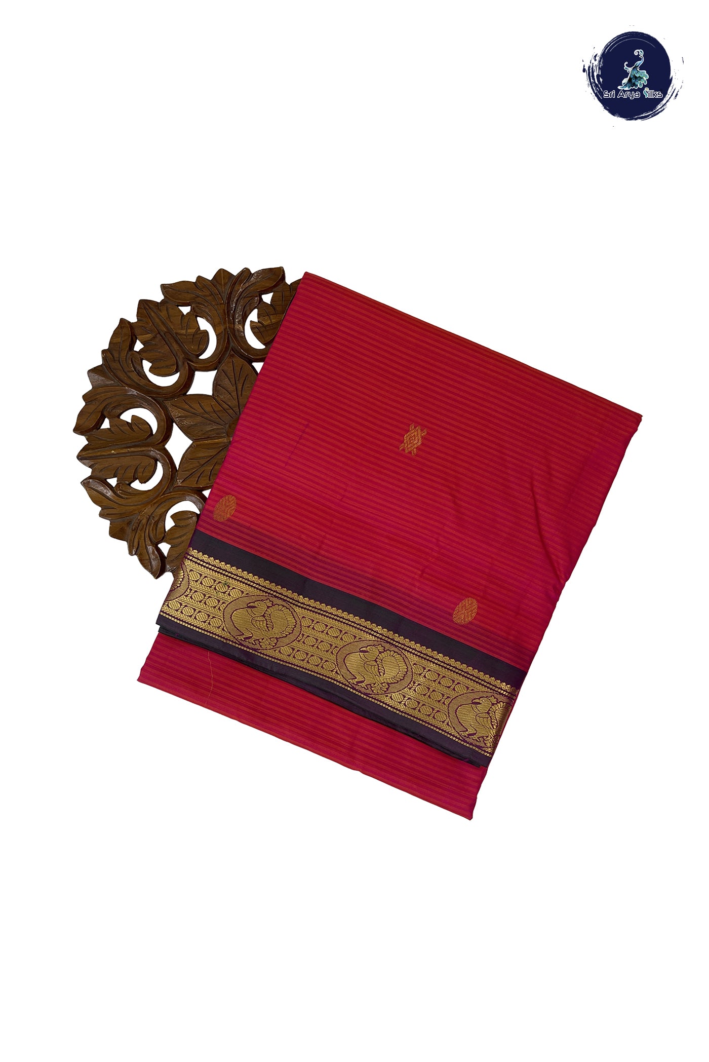 Orangish Pink Madisar 10 Yards Silk Saree With Zari Buttas Pattern