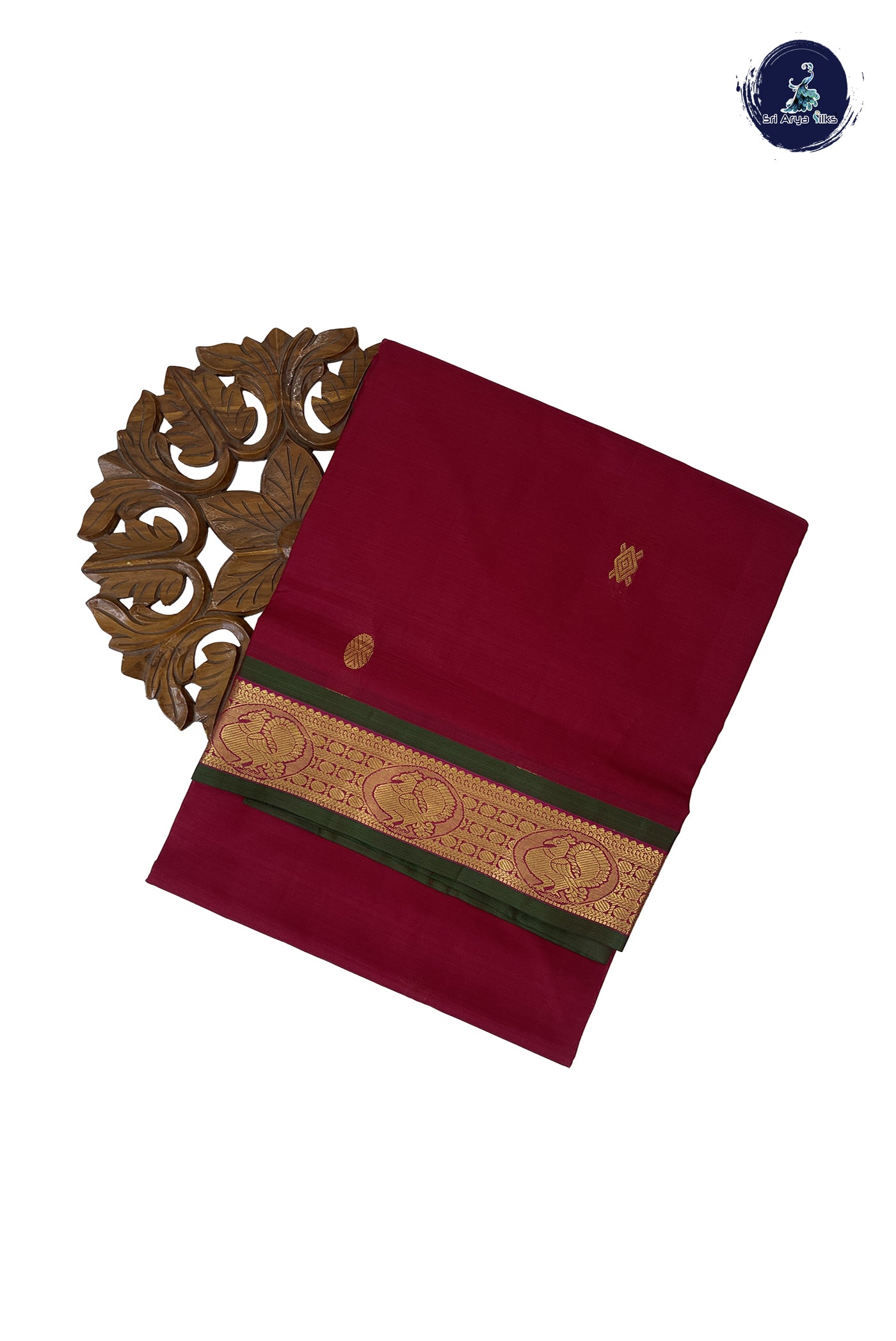 Maroon Madisar 10 Yards Silk Saree With Zari Buttas Pattern