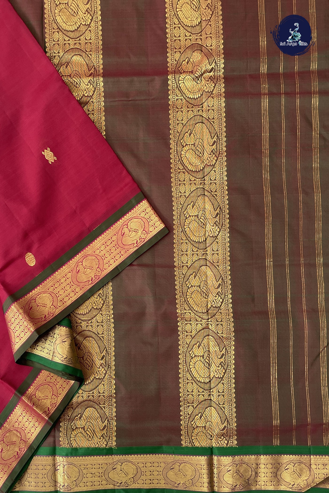 Maroon Madisar 10 Yards Silk Saree With Zari Buttas Pattern