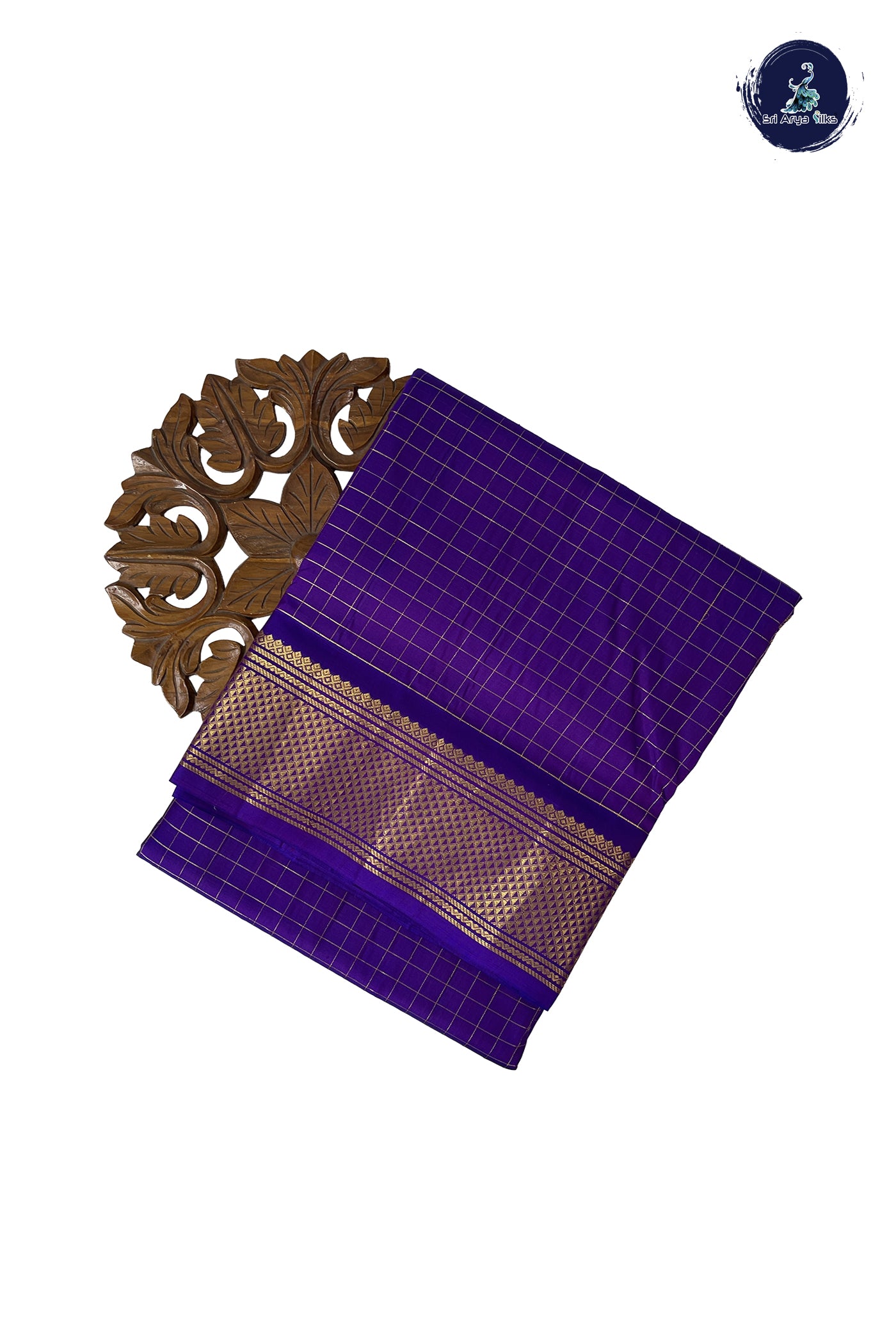 Violet Madisar 10 Yards Silk Saree With Zari Checked Pattern