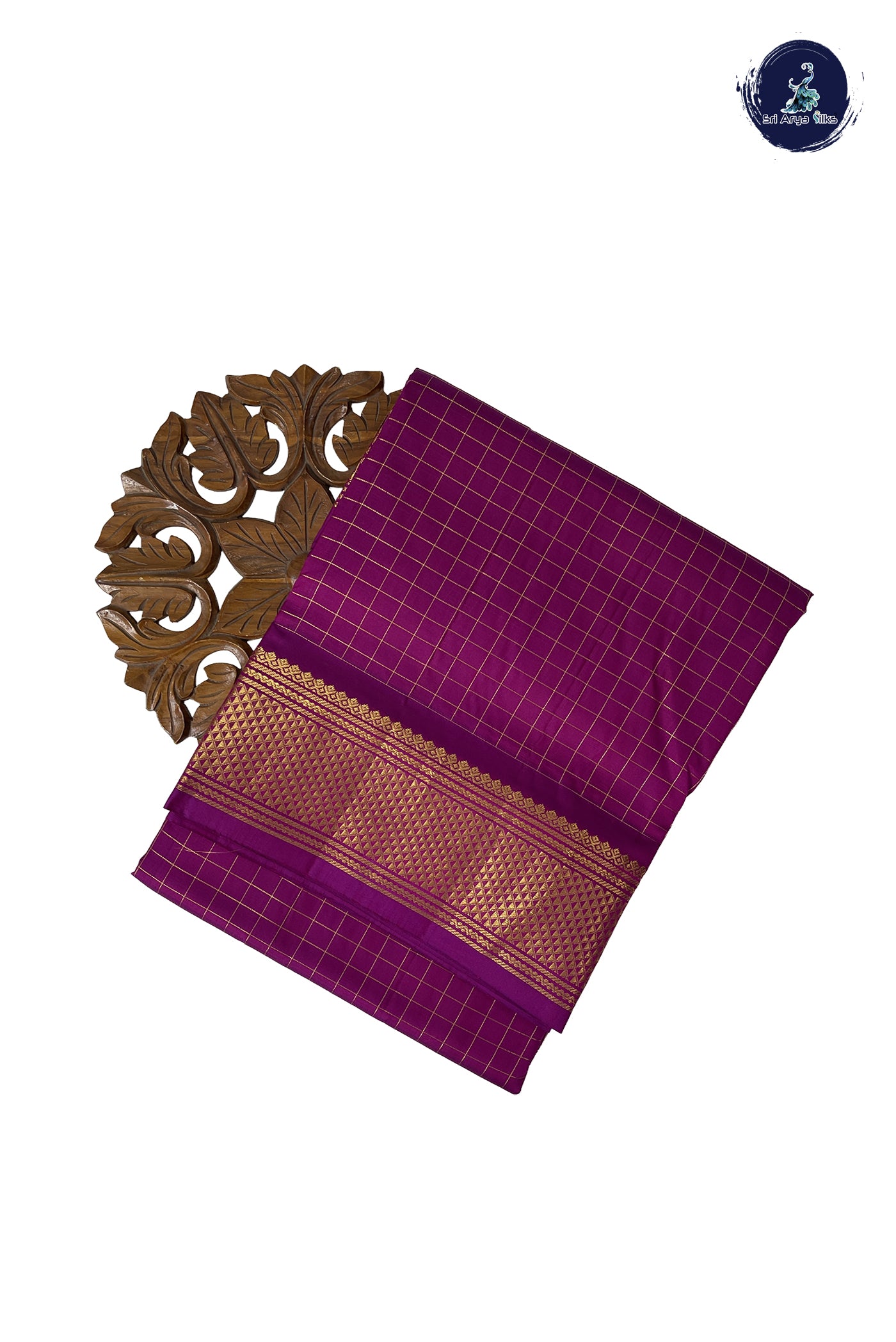 Magenta Madisar 10 Yards Silk Saree With Zari Checked Pattern