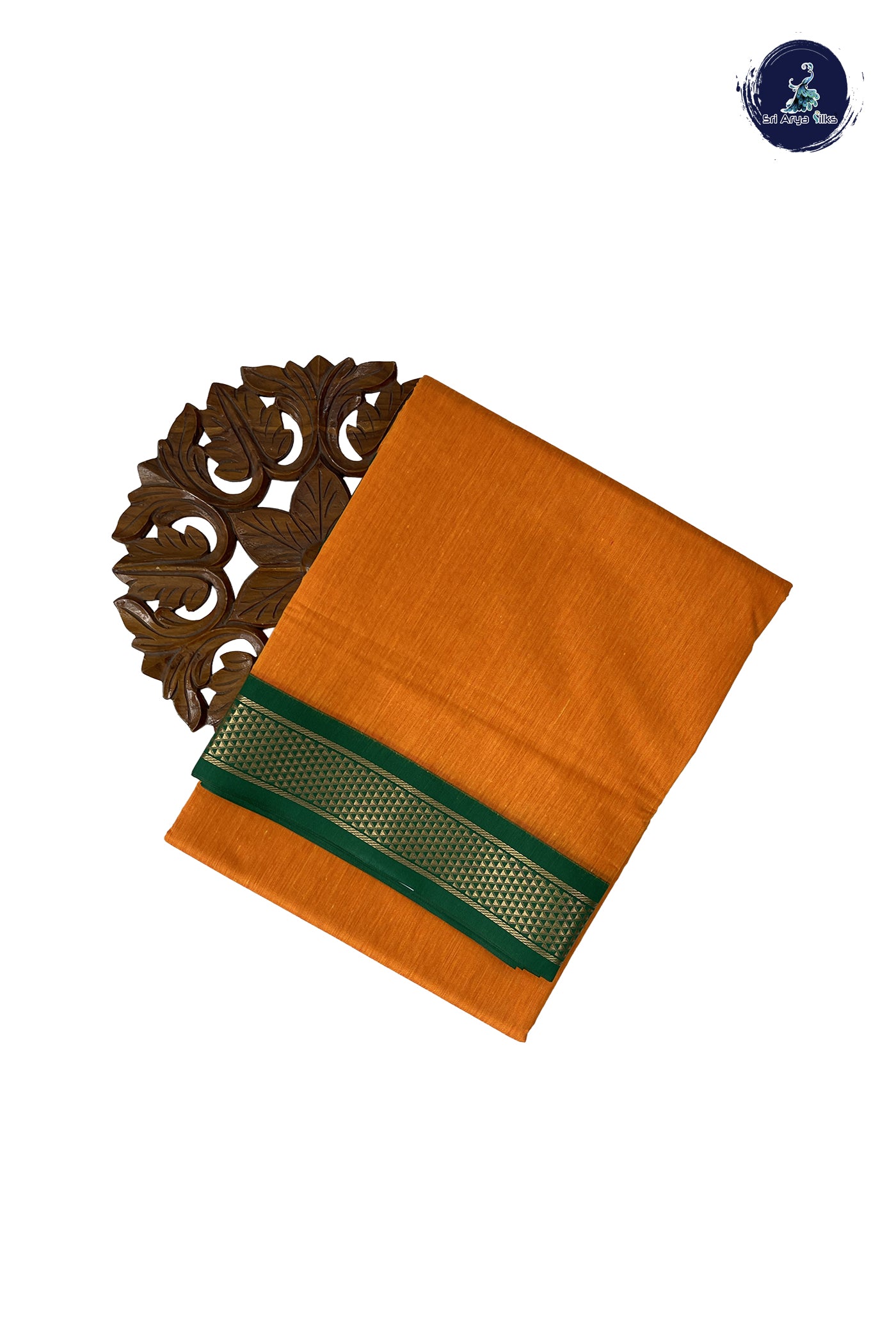 Mango Yellow Madisar Semi Silk Cotton Saree With Plain Pattern