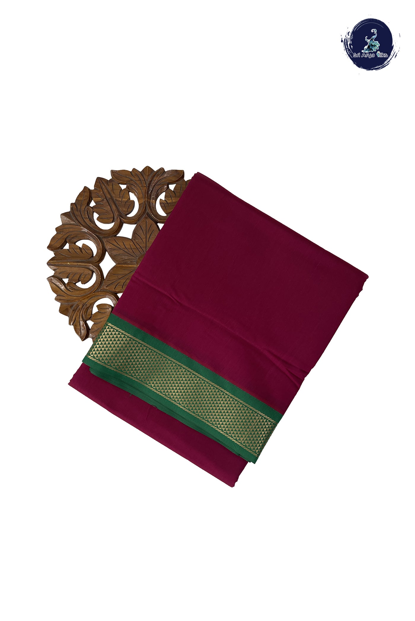 Rani Pink Madisar Semi Silk Cotton Saree With Plain Pattern