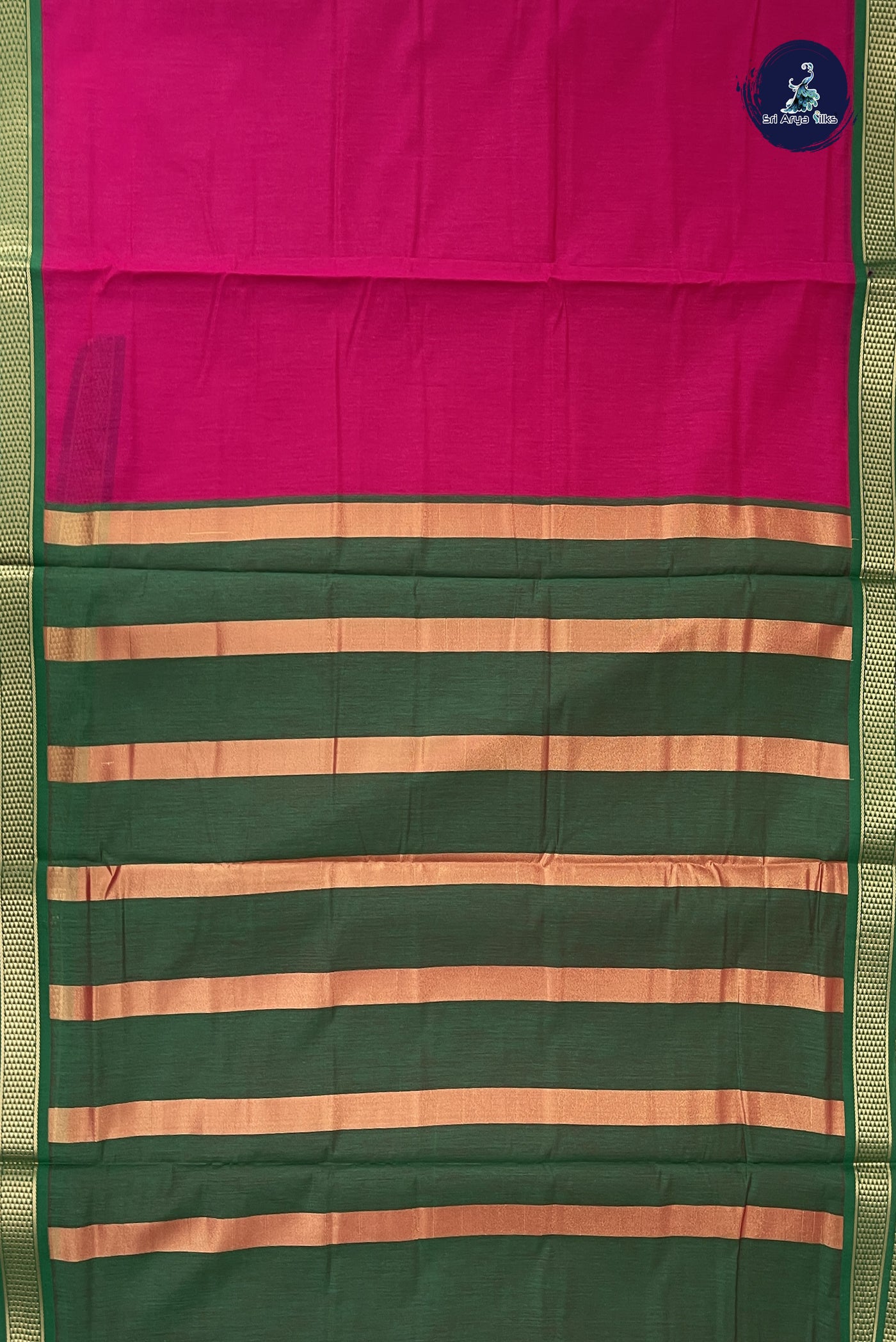 Rani Pink Madisar Semi Silk Cotton Saree With Plain Pattern