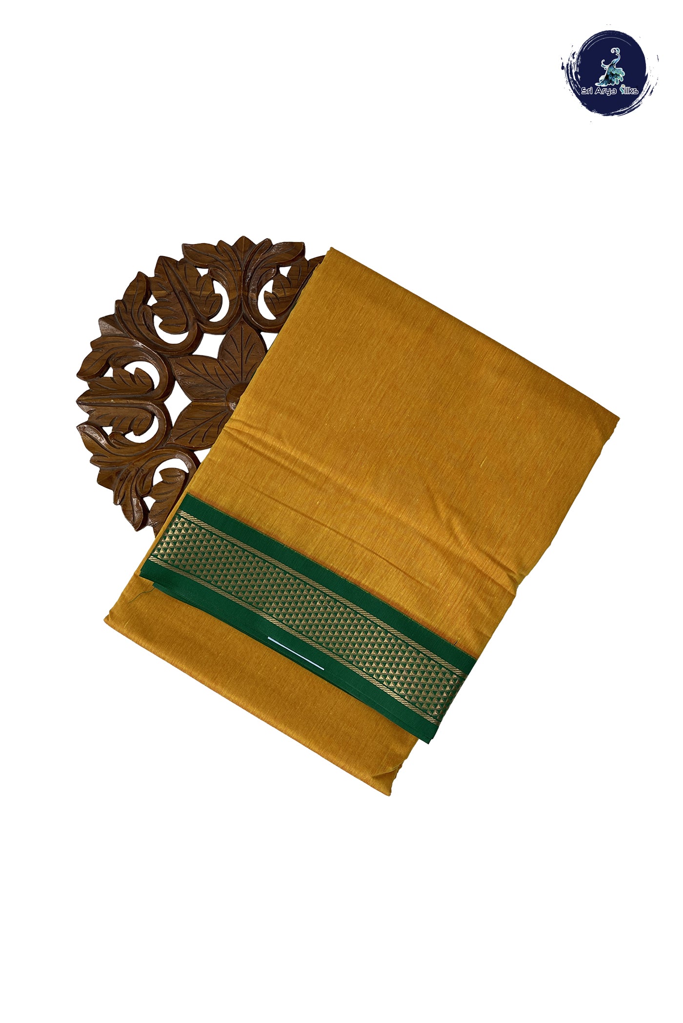 Yellow Madisar Semi Silk Cotton Saree With Plain Pattern