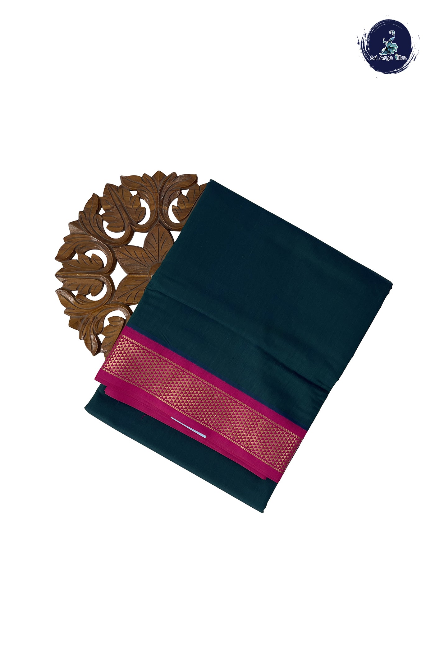 Sapphire Green Madisar Semi Silk Cotton Saree With Plain Pattern