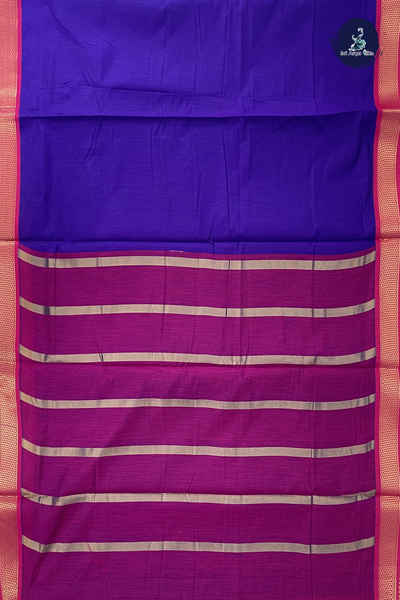 Violet Madisar Semi Silk Cotton Saree With Plain Pattern