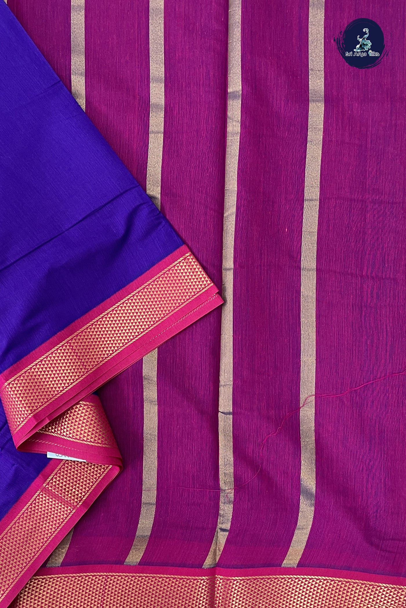 Violet Madisar Semi Silk Cotton Saree With Plain Pattern