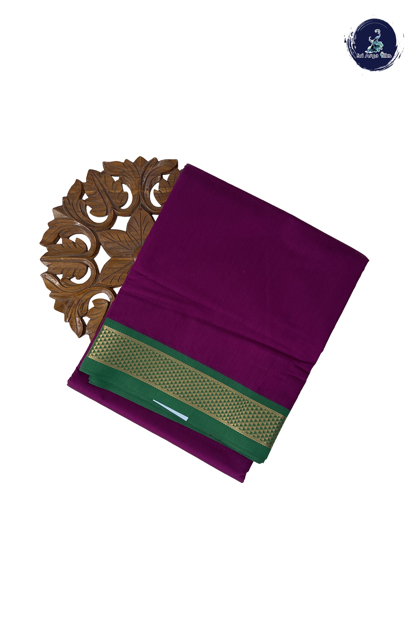 Magenta Purple Madisar Semi Silk Cotton Saree With Plain Pattern