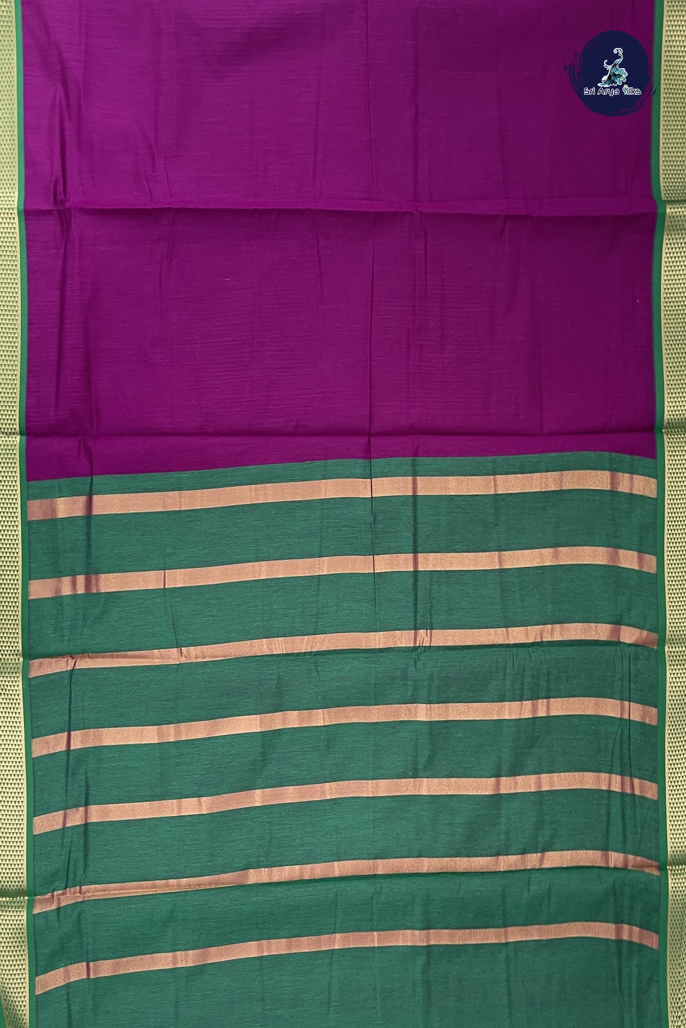 Magenta Purple Madisar Semi Silk Cotton Saree With Plain Pattern