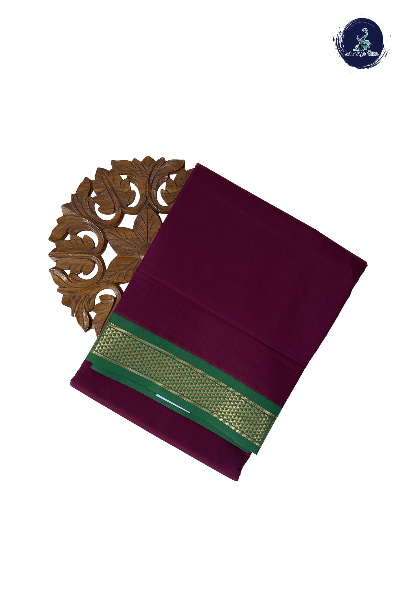 Burgundy Madisar Semi Silk Cotton Saree With Plain Pattern