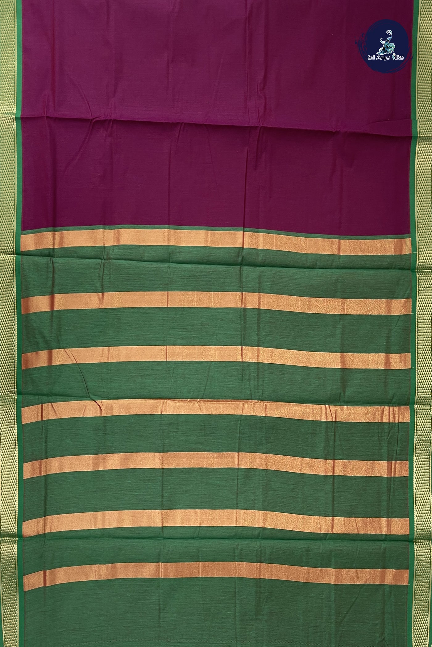 Burgundy Madisar Semi Silk Cotton Saree With Plain Pattern