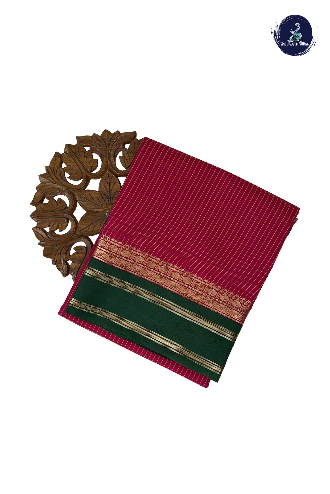 Dark Pink Madisar Semi Silk Cotton Saree With Checked Pattern