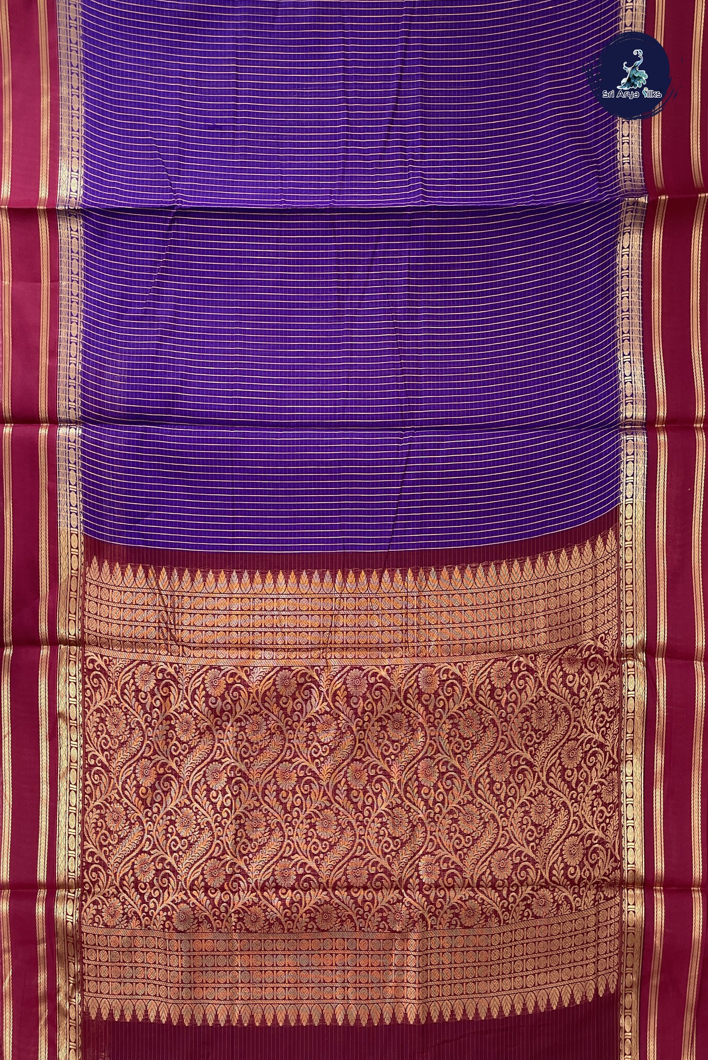 Violet Madisar Semi Silk Cotton Saree With Checked Pattern