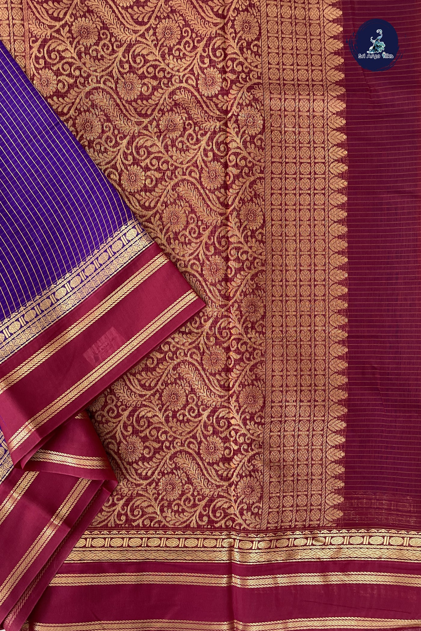 Violet Madisar Semi Silk Cotton Saree With Checked Pattern