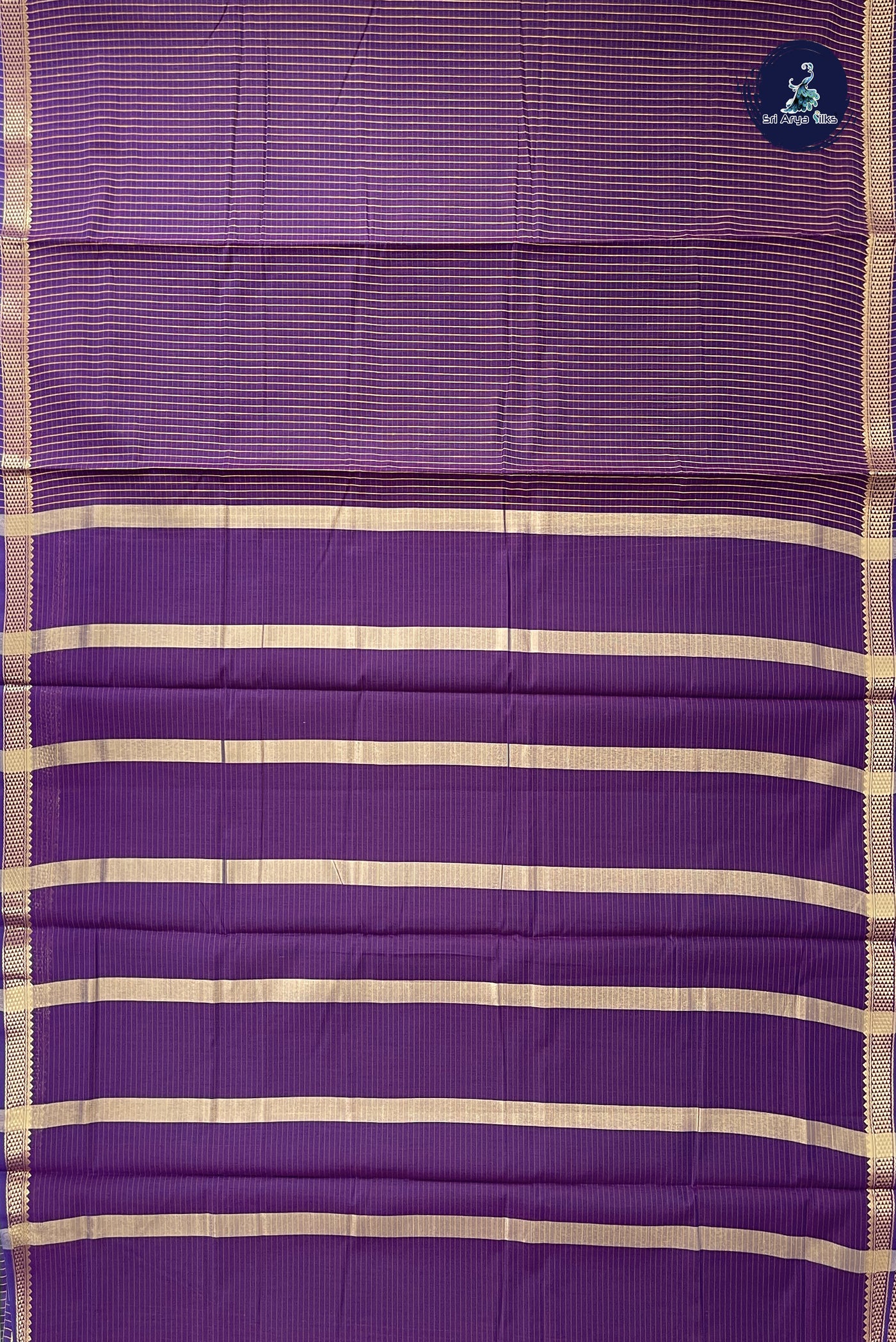 Dark Brinjal Madisar Semi Silk Cotton Saree With Checked Pattern