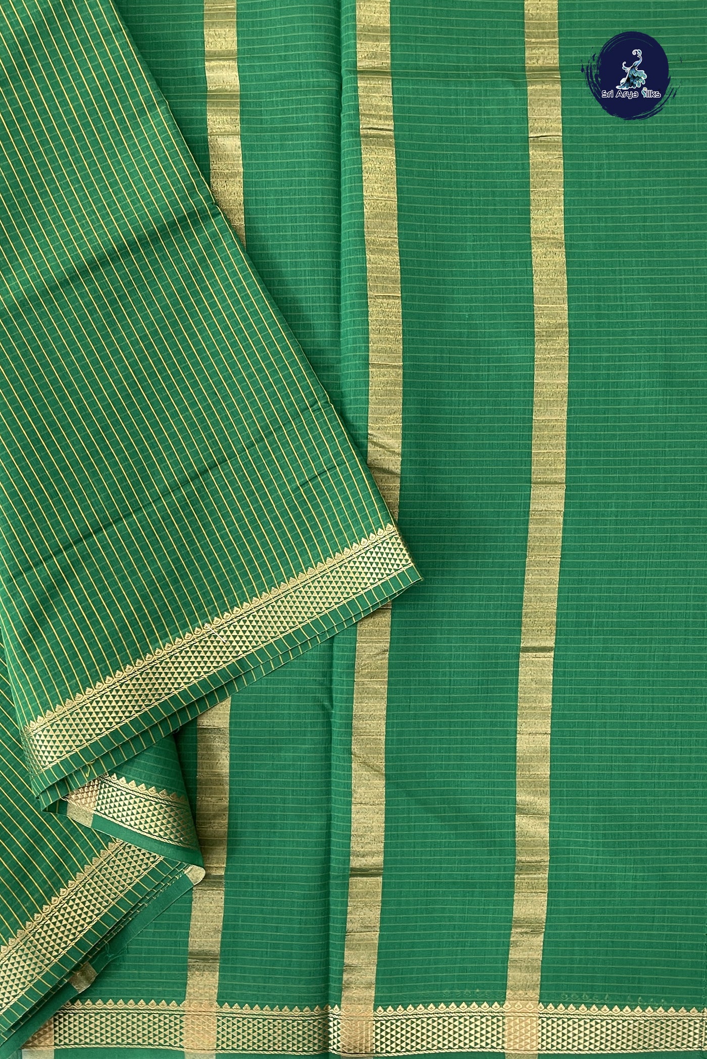 Green Madisar Semi Silk Cotton Saree With Checked Pattern