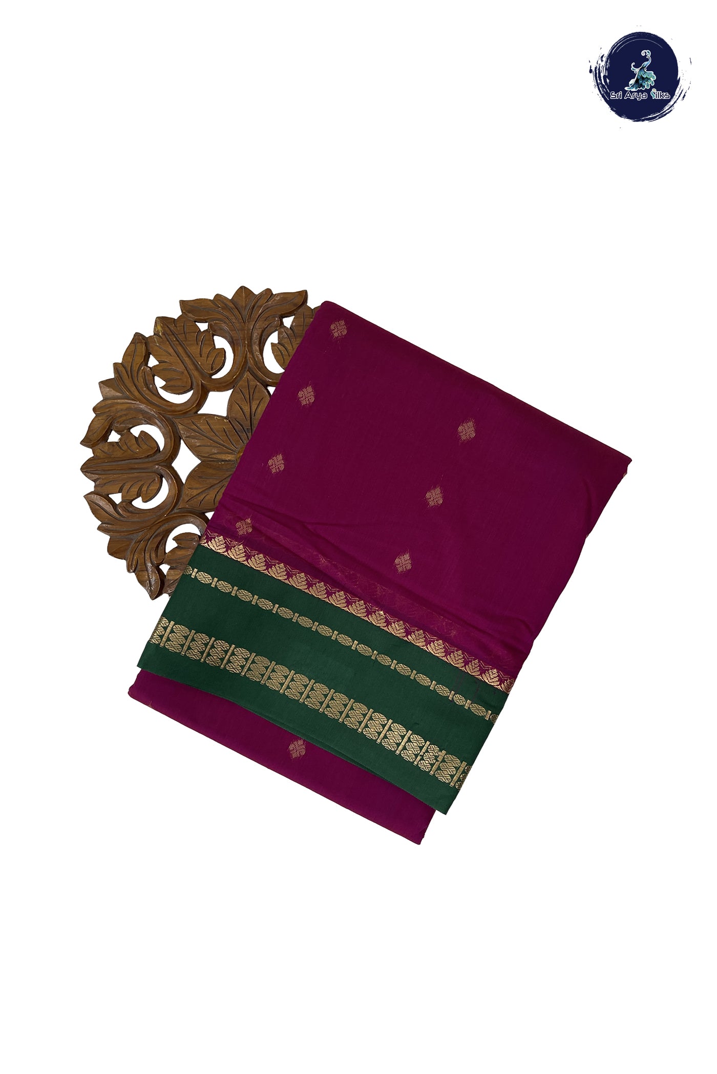 Magenta Madisar Semi Silk Cotton Saree With Zari Buttas Pattern