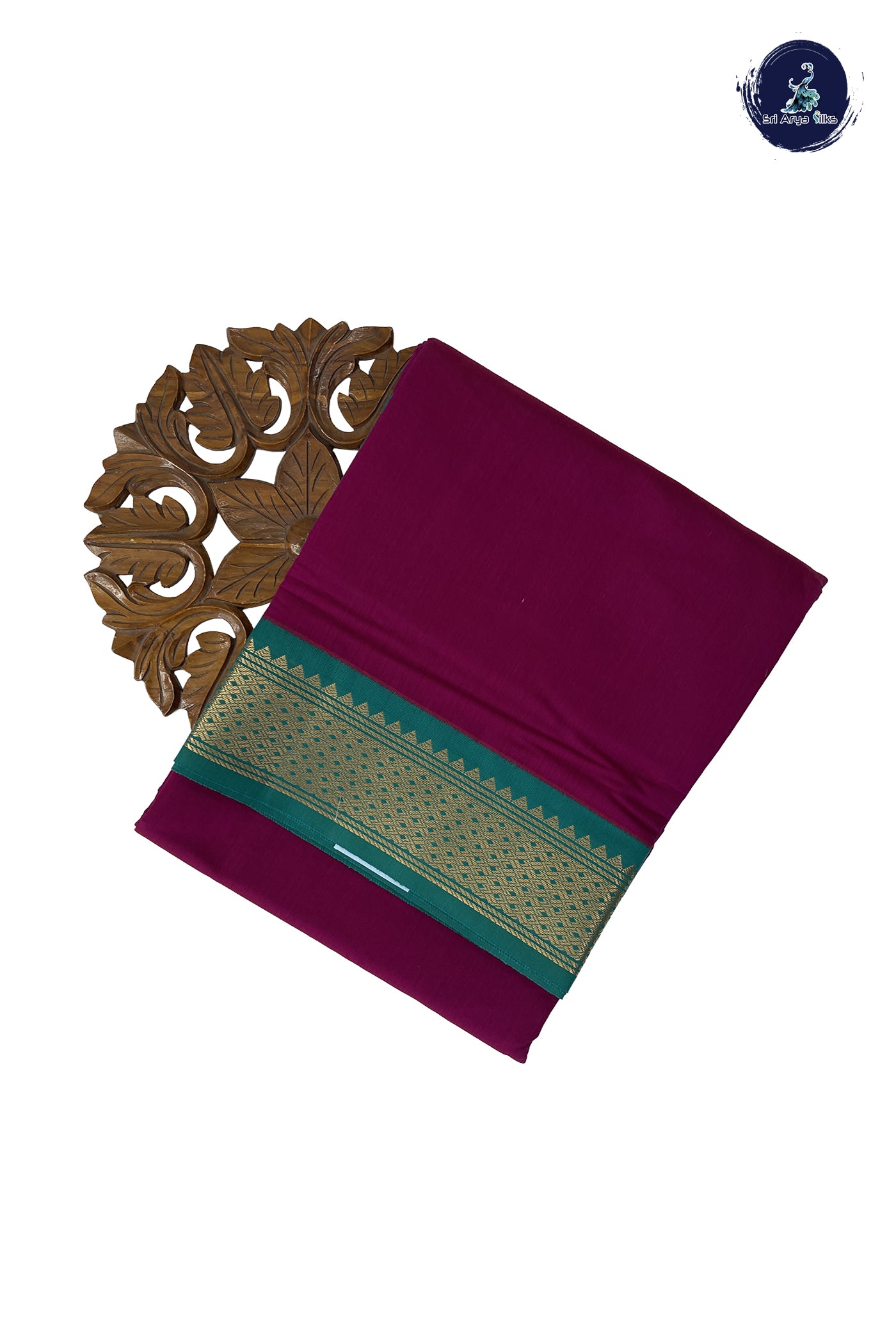 Pinkish Maroon Madisar Semi Silk Cotton Saree With Plain Pattern