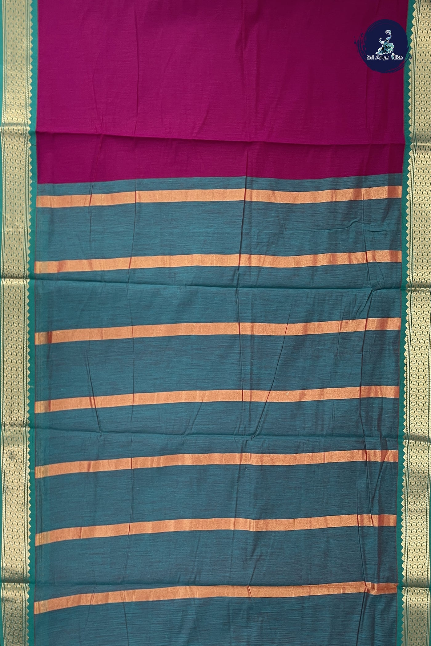 Pinkish Maroon Madisar Semi Silk Cotton Saree With Plain Pattern