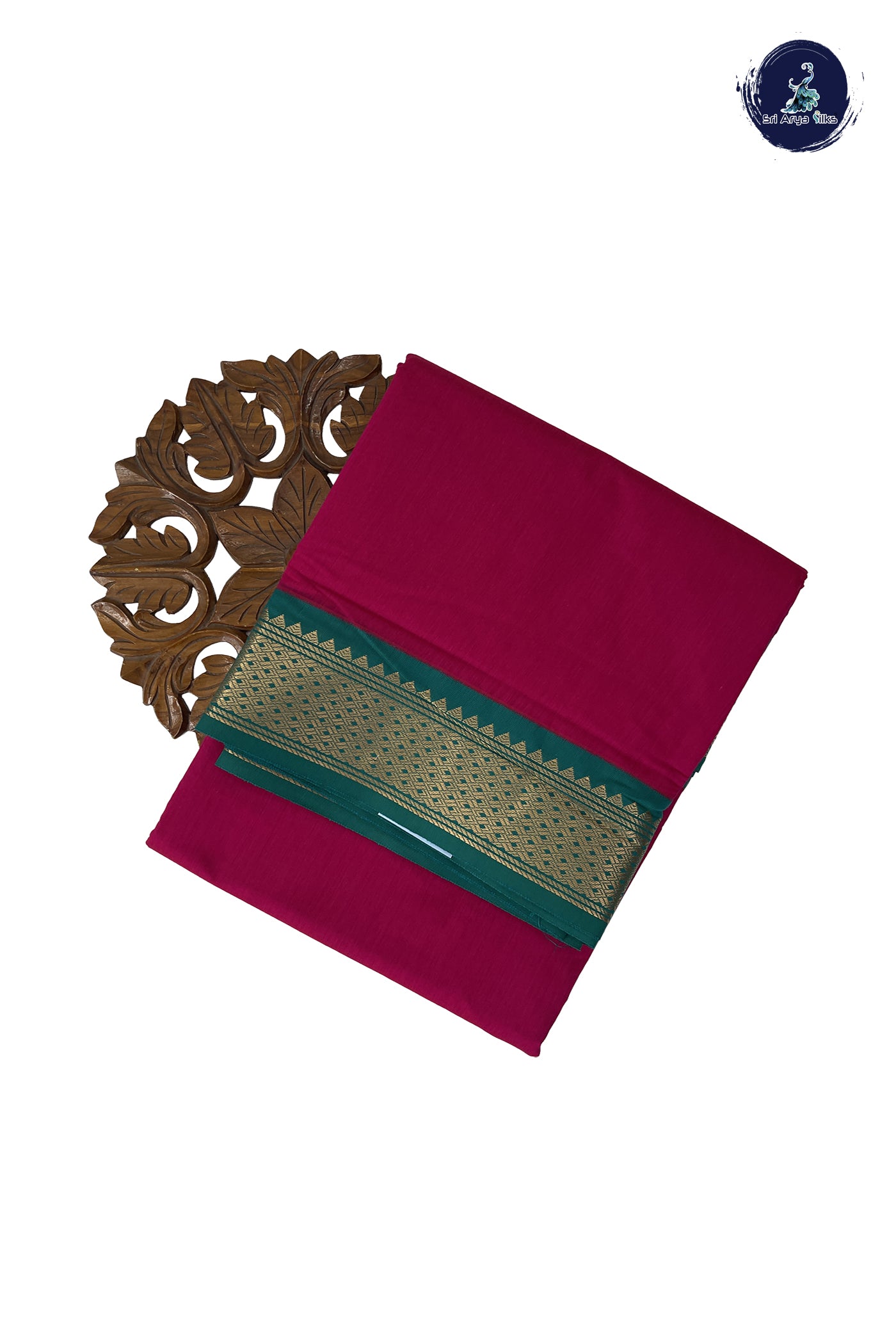 Dark Pink Madisar Semi Silk Cotton Saree With Plain Pattern
