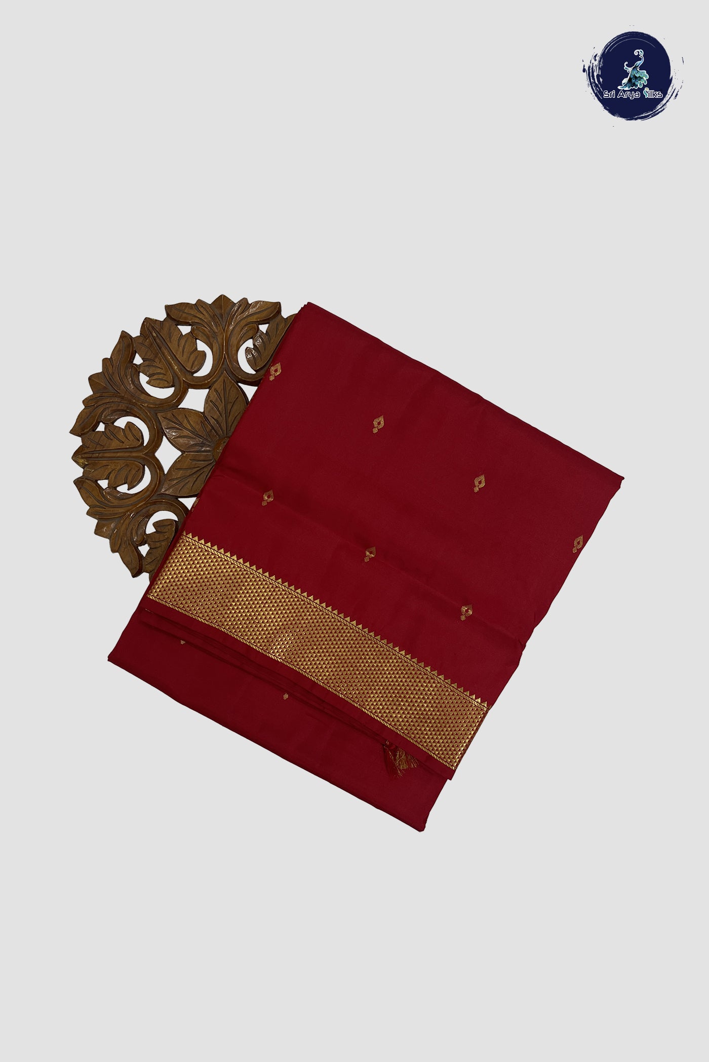 Maroon Madisar 10 Yards Silk Saree With Zari Buttas Pattern