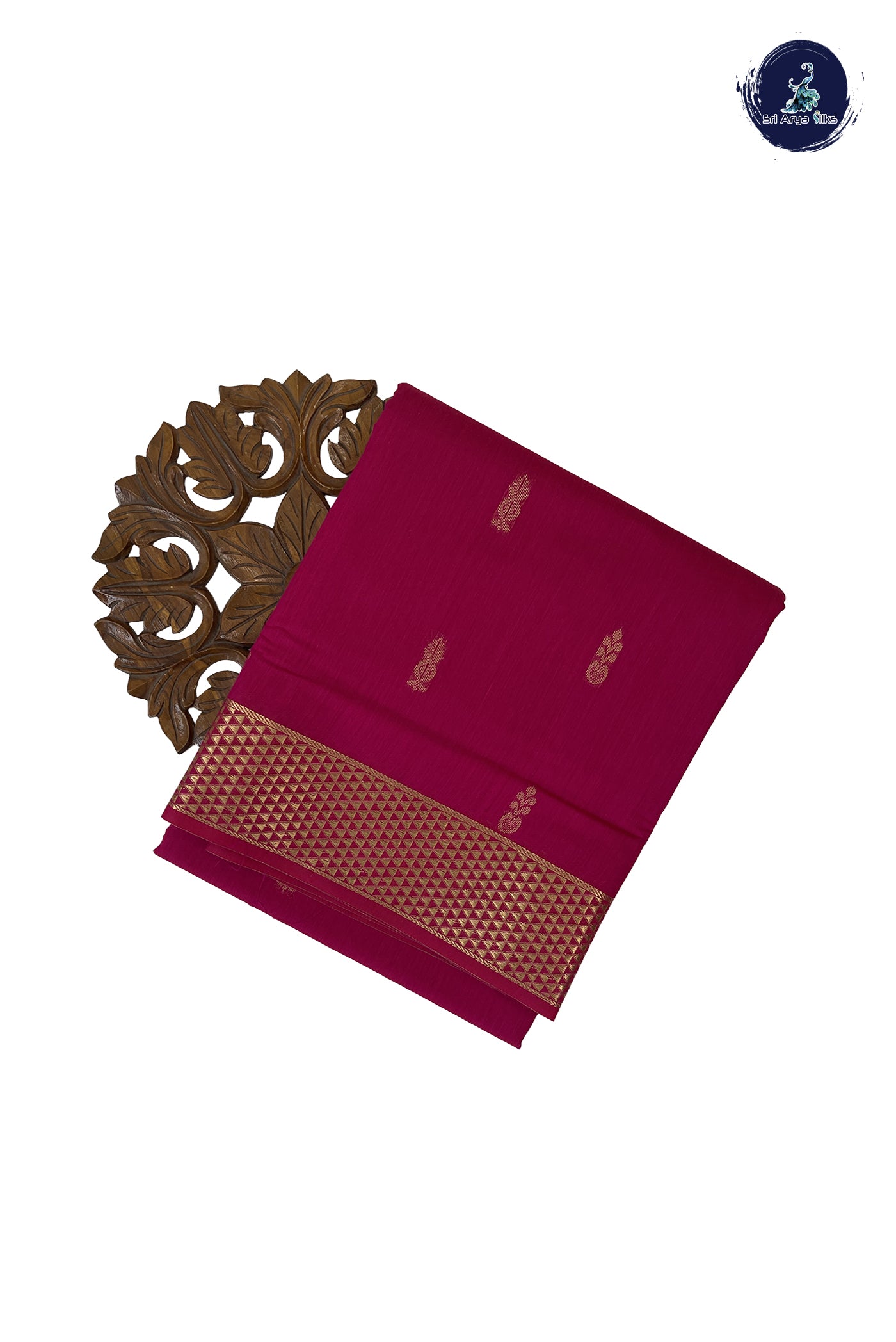 Magenta Madisar Semi Silk Cotton Saree With Zari Buttas Pattern