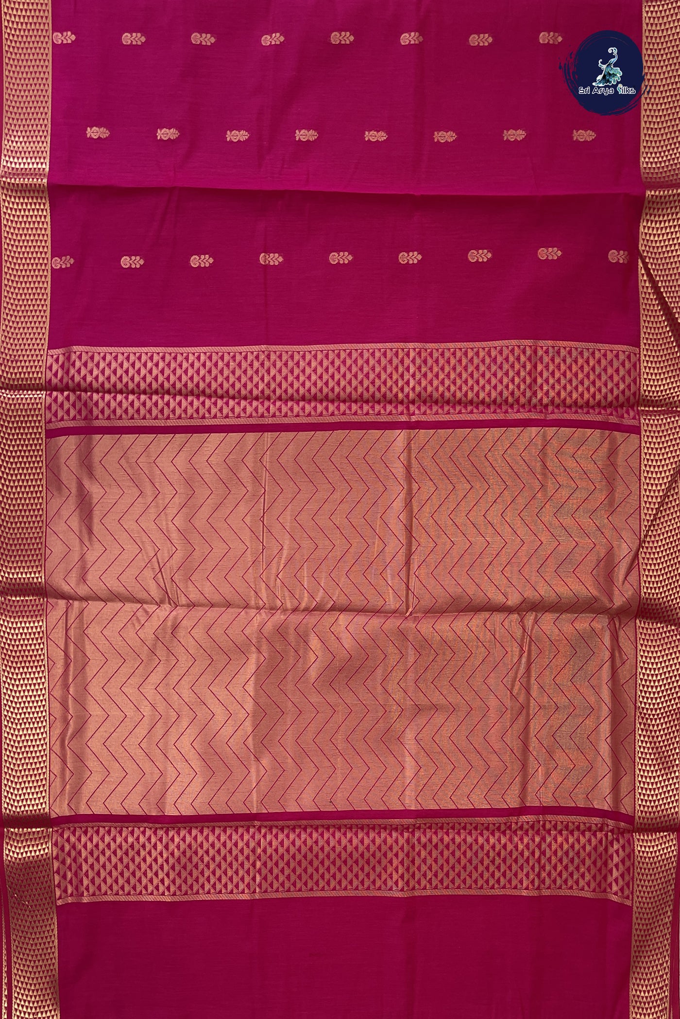 Magenta Madisar Semi Silk Cotton Saree With Zari Buttas Pattern