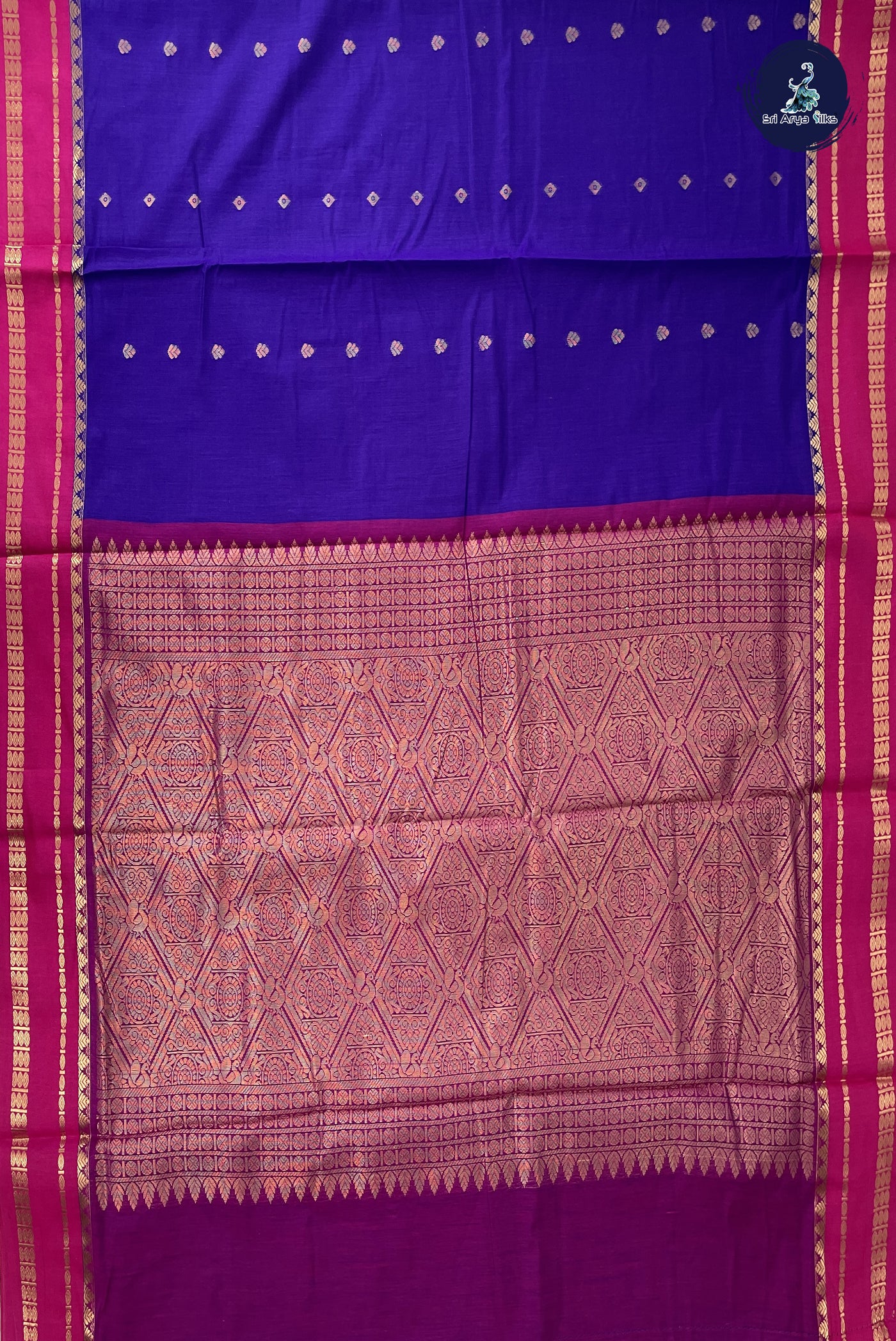Violet Madisar Semi Silk Cotton Saree With Zari Buttas Pattern