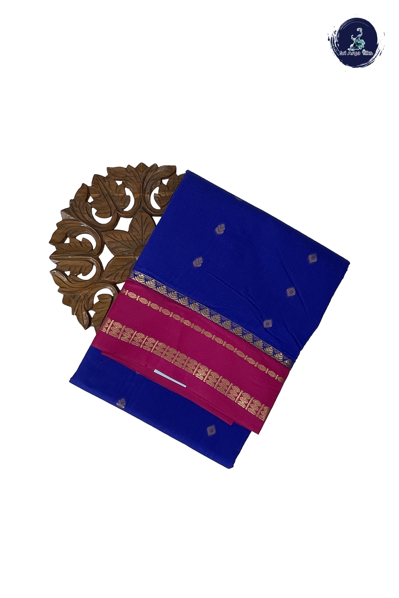 Blue Madisar Semi Silk Cotton Saree With Zari Buttas Pattern