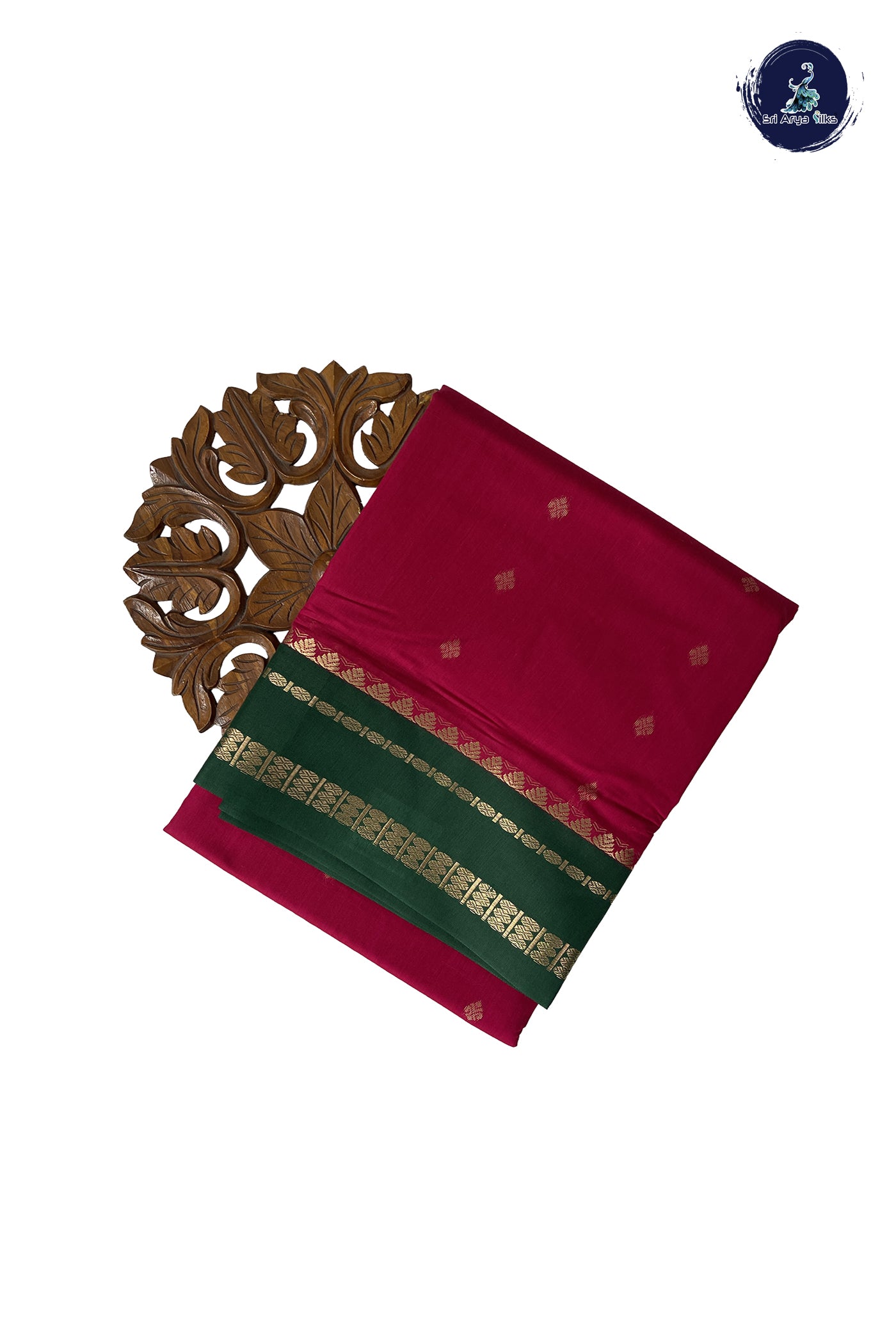 Dark Pink Madisar Semi Silk Cotton Saree With Zari Buttas Pattern