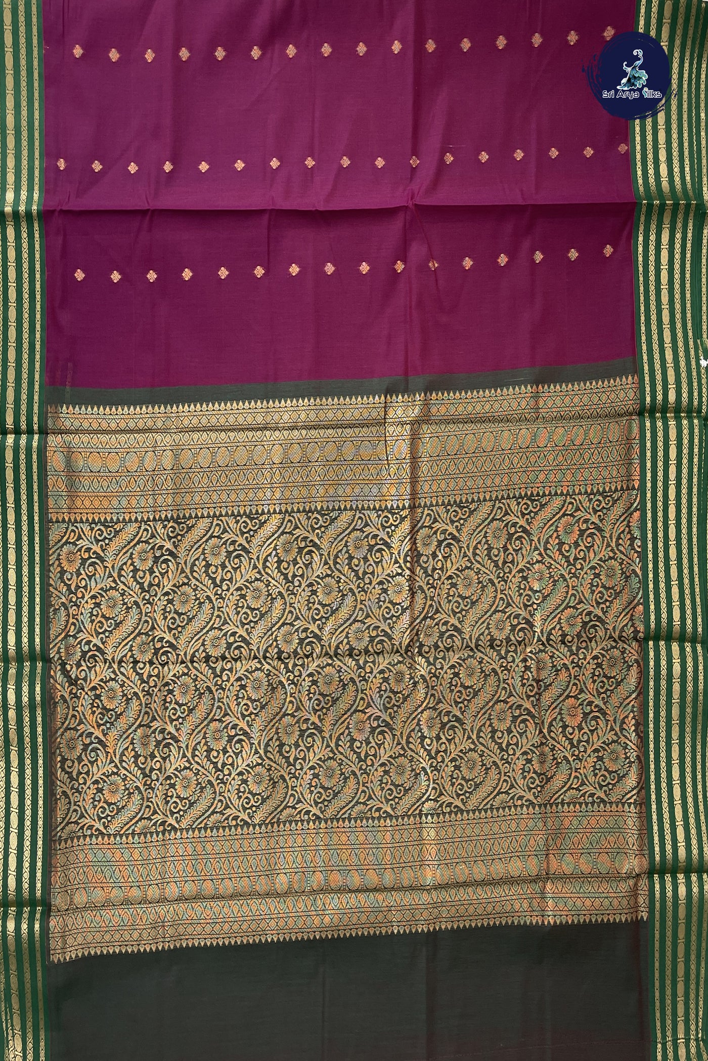 Snuf Madisar Semi Silk Cotton Saree With Zari Buttas Pattern