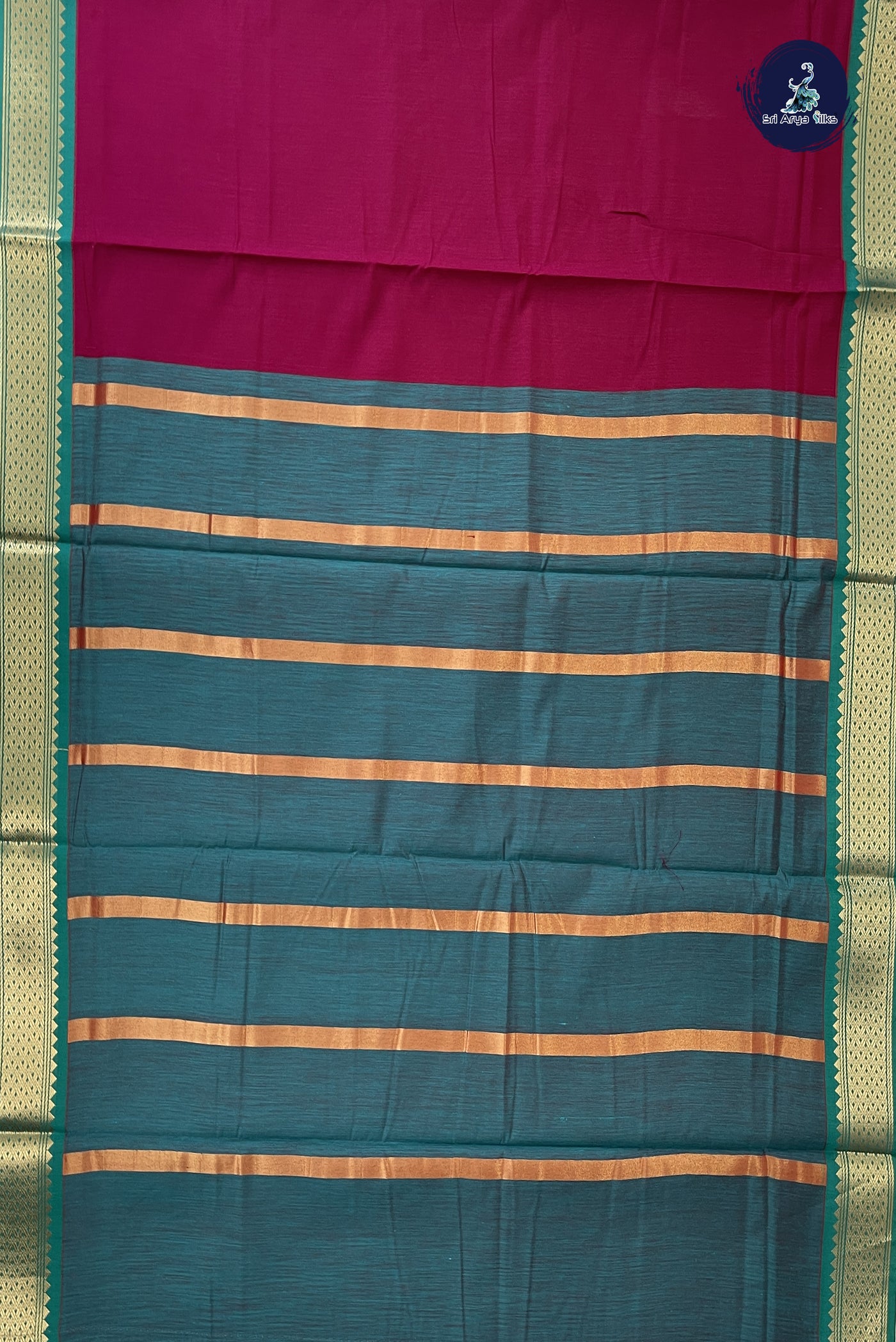 Maroon Madisar Semi Silk Cotton Saree With Plain Pattern