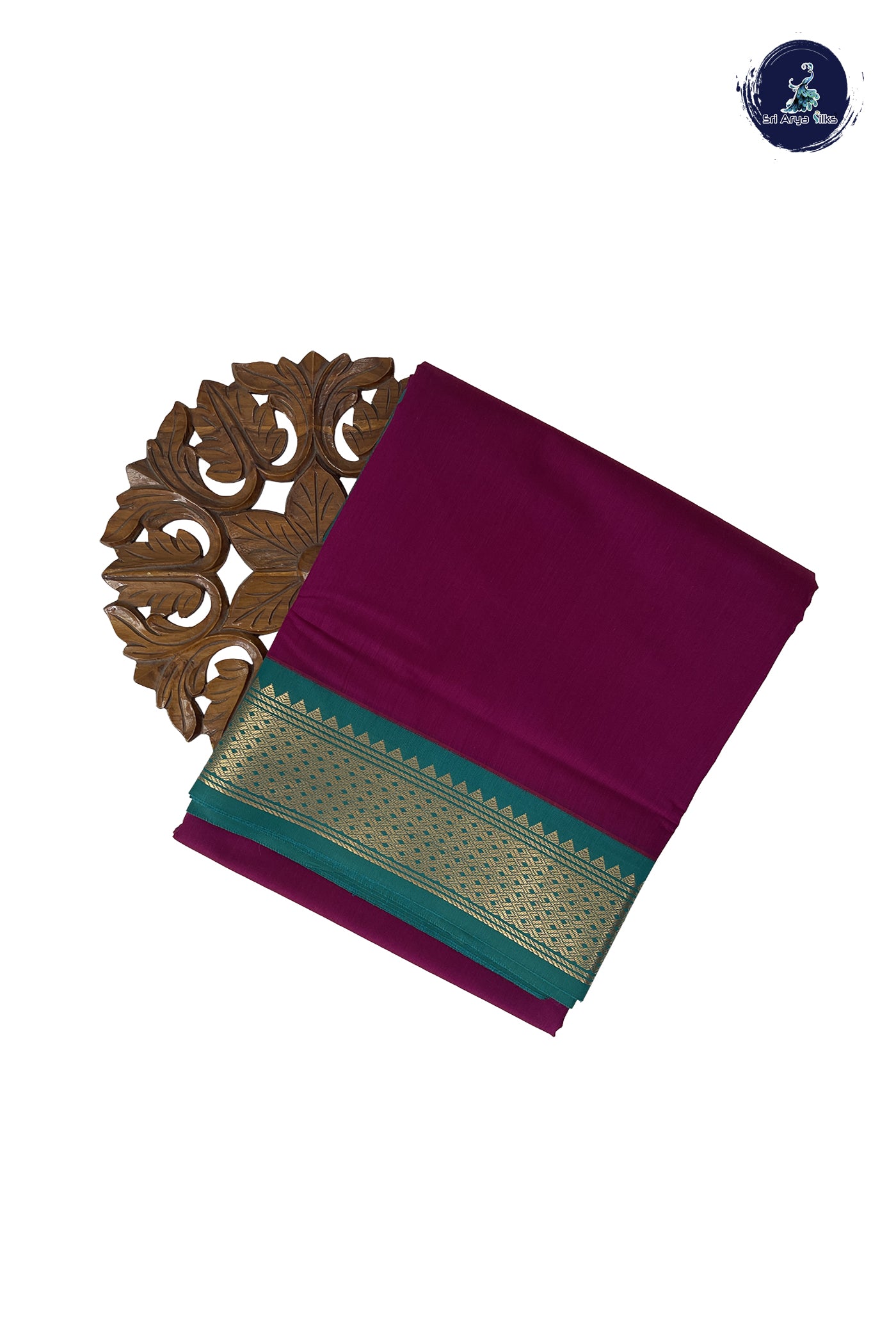 Pinkish Maroon Madisar Semi Silk Cotton Saree With Plain Pattern